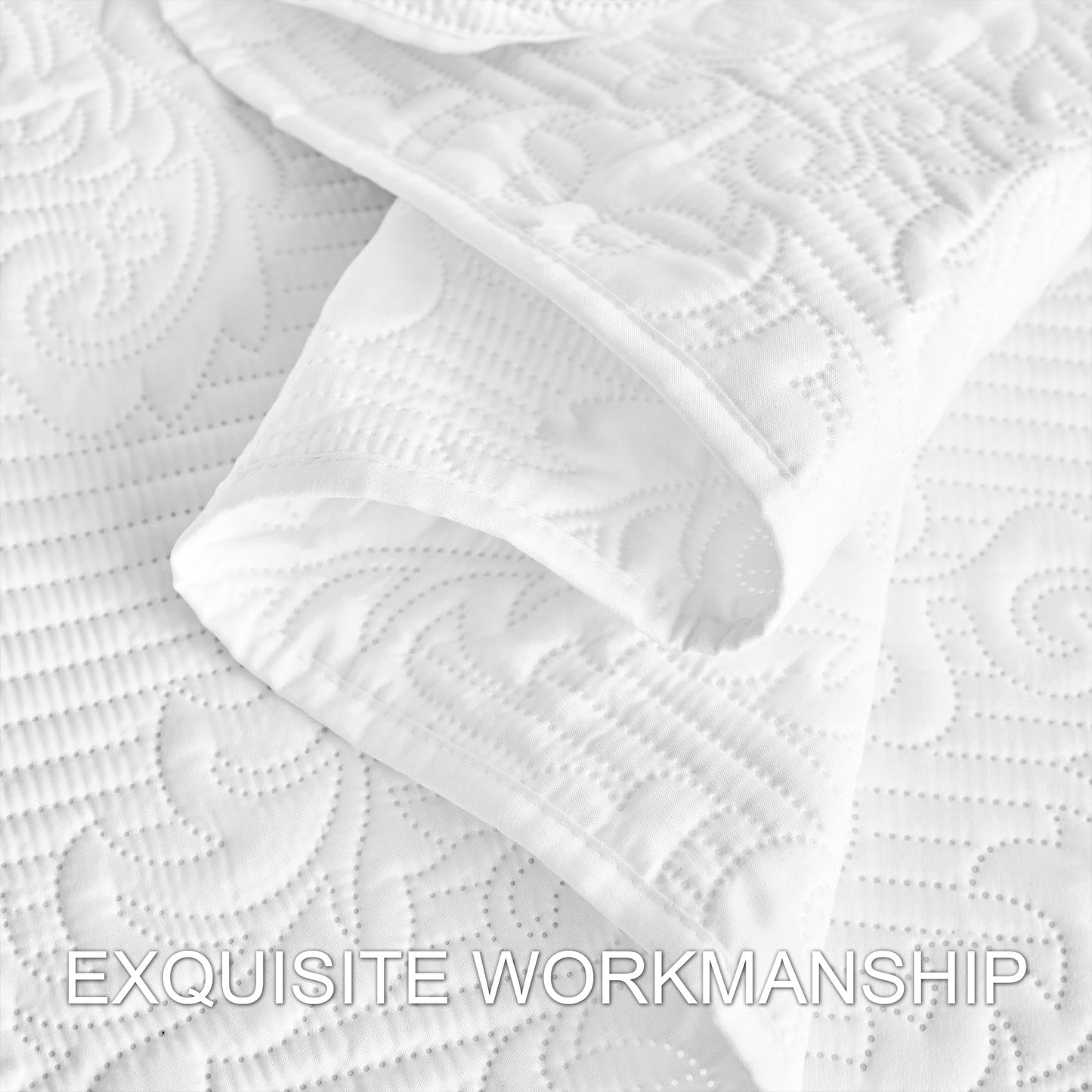 Hansleep White Quilt Queen Size - Ultrasonic Summer Bedspread Queen, Soft Lightweight Coverlet Bedding Set, 3 Pieces (1 Quilt, 2 Pillow Shams)