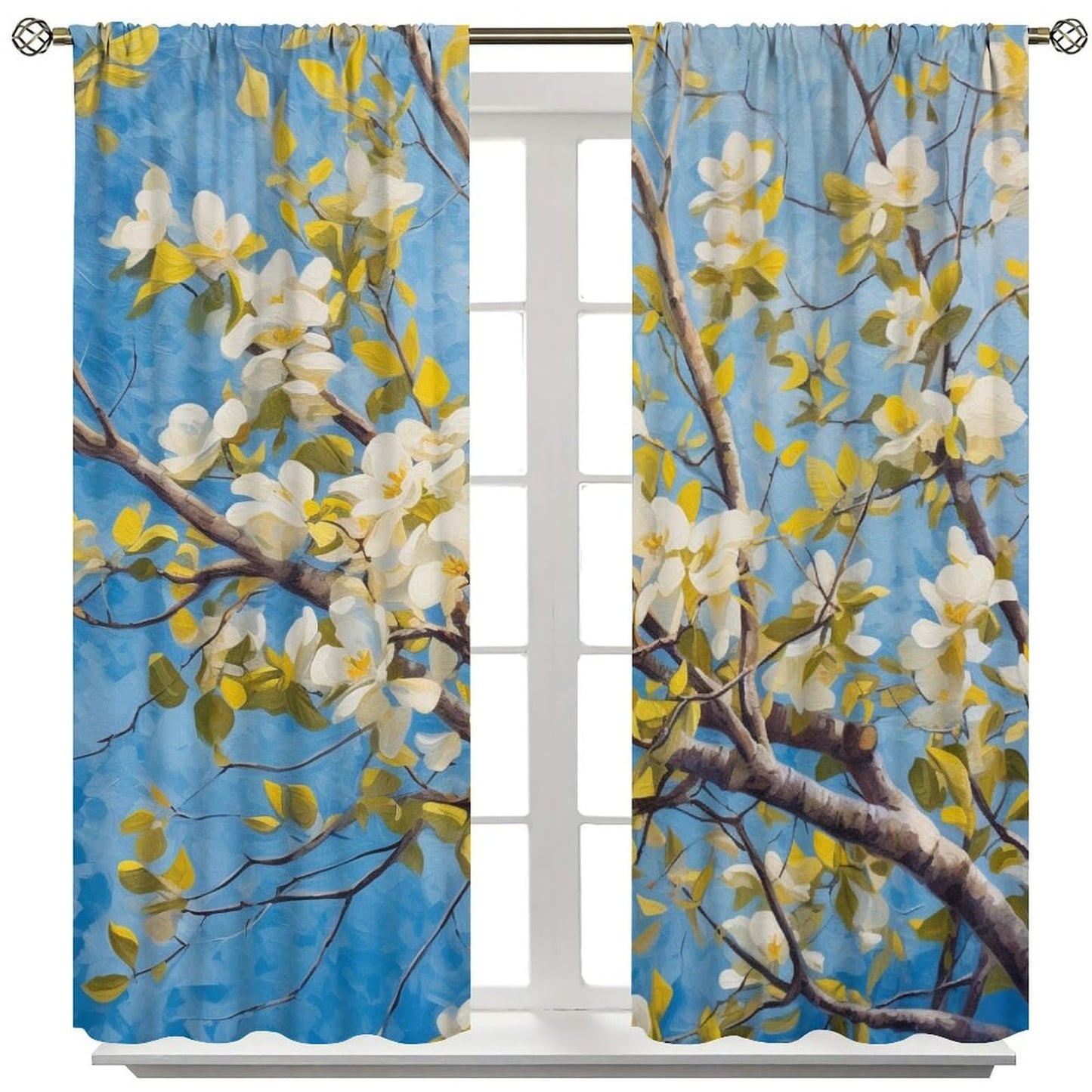 SOPIYRIO Farmhouse Flower Branch Blackout Window Curtains Beautiful Flowers Tree Rod Pocket Curtains for Bedroom Thermal Insulating Drapes for Living Room 2 Panels, Each 21 W x 45 L inch