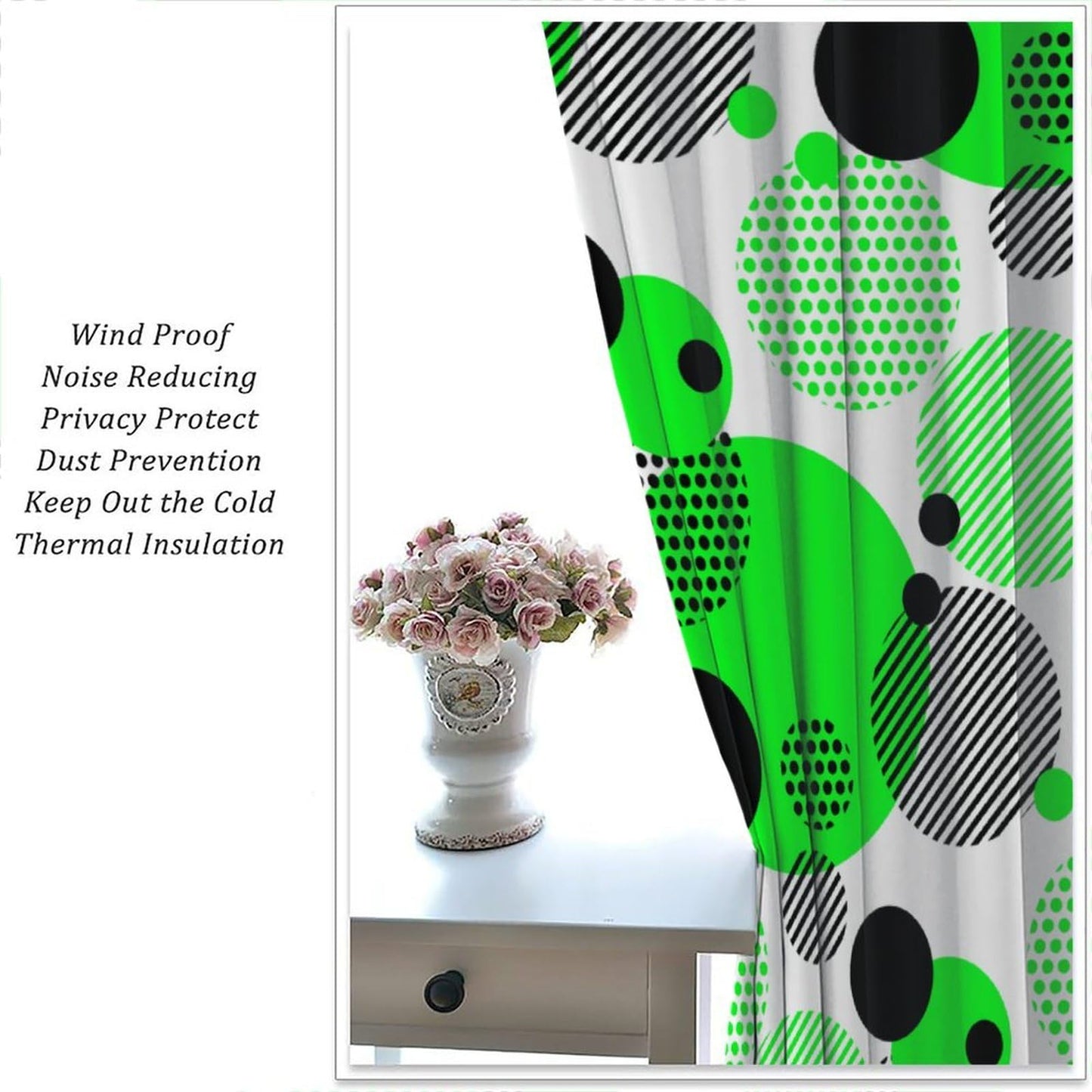 XBDDZSW Abstract Curtain,Green Modern Minimalist Abstract Geometry Pattern Print Window Drapes for Kids Boys Girls Bedroom Living Room Kitchen Decor,2 Panel Set,42x45 Inch Decor