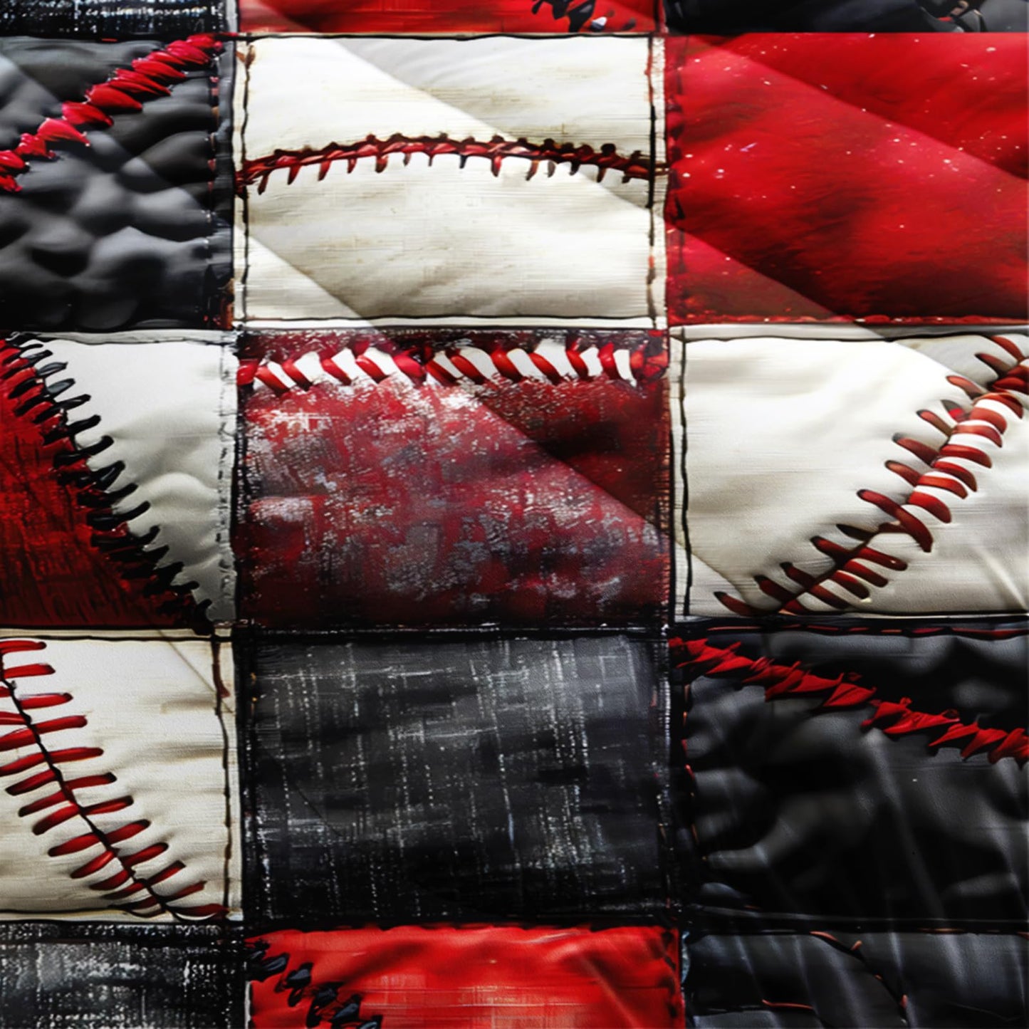 lneffble Red and Black Plaid Comforter Set Twin，Baseball Bedding Set Twin Red and Black，Sport Quilt for Boys，with 1 Comforter with 2 Pillow Case
