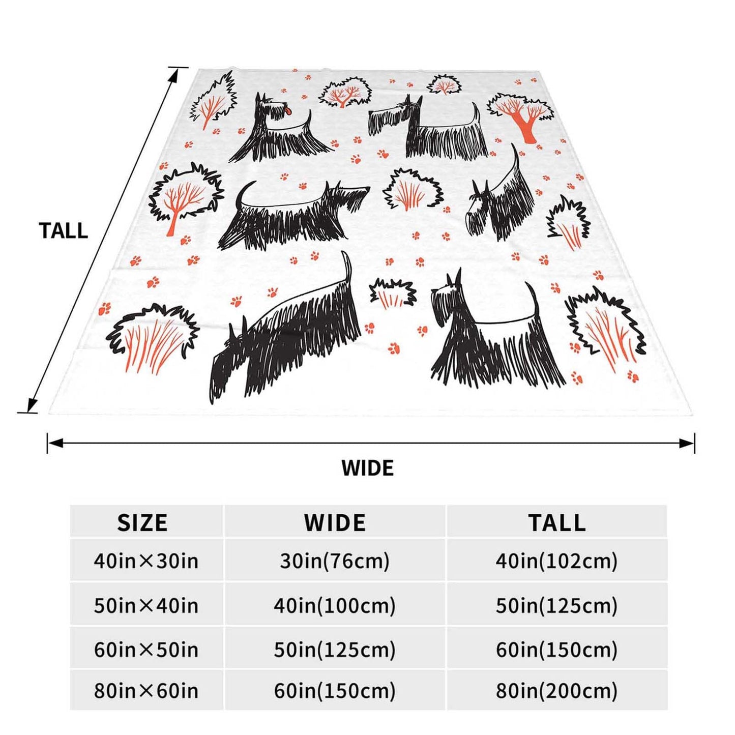 Throw Blanket 50x60 Inch,Dog Sketch Animal Scottie Terrier Cozy Soft Lightweight Fuzzy Flannel Blanket 60x50 Inch Suitable for Couch Bed Sofa Living Room in All Seasons