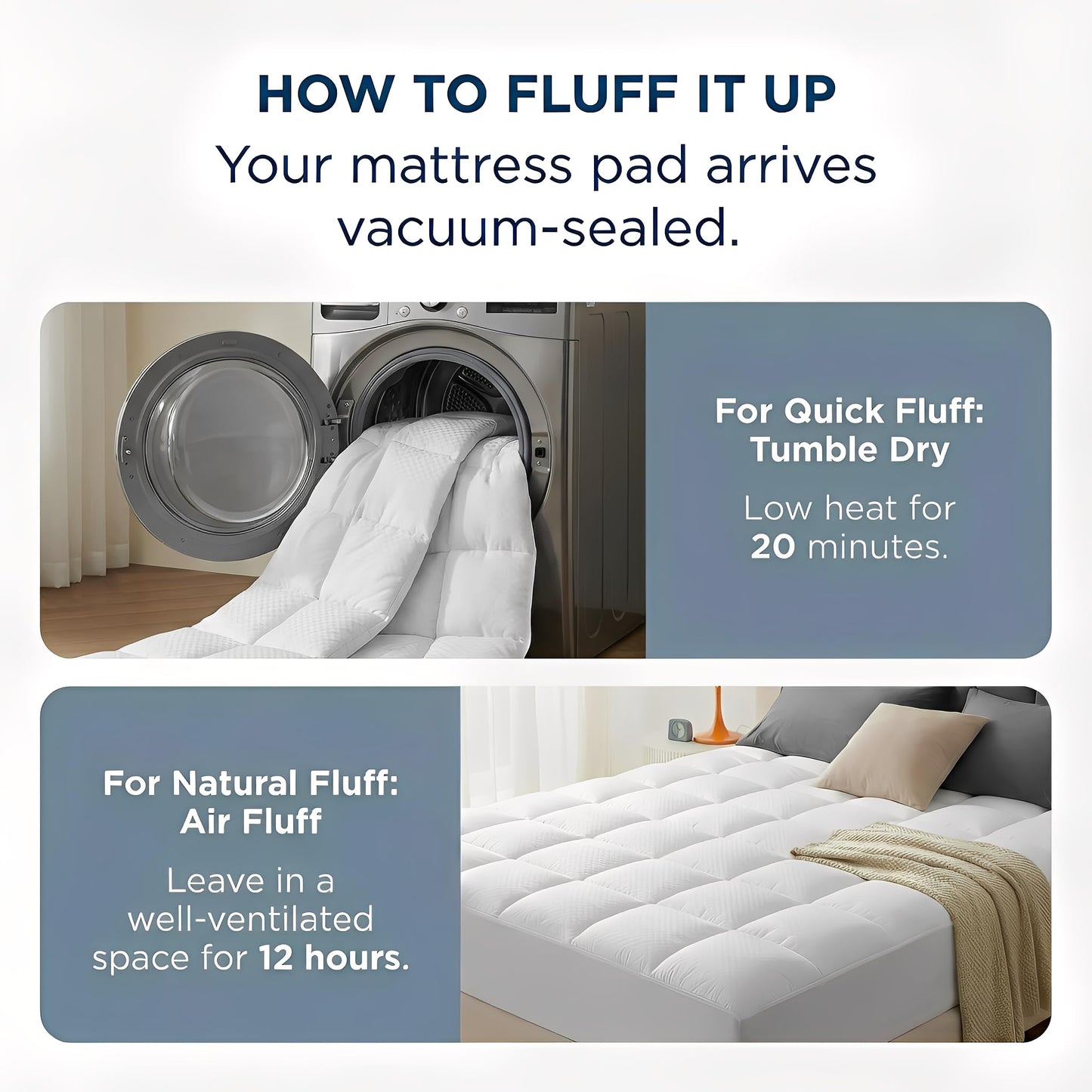 Bahalden Queen Size Quilted Fitted Mattress Pad with Deep Pocket 8-21" - Cooling Breathable Pillow Top Mattress Topper & Protector, Machine Washable, White, 60x80 Inches