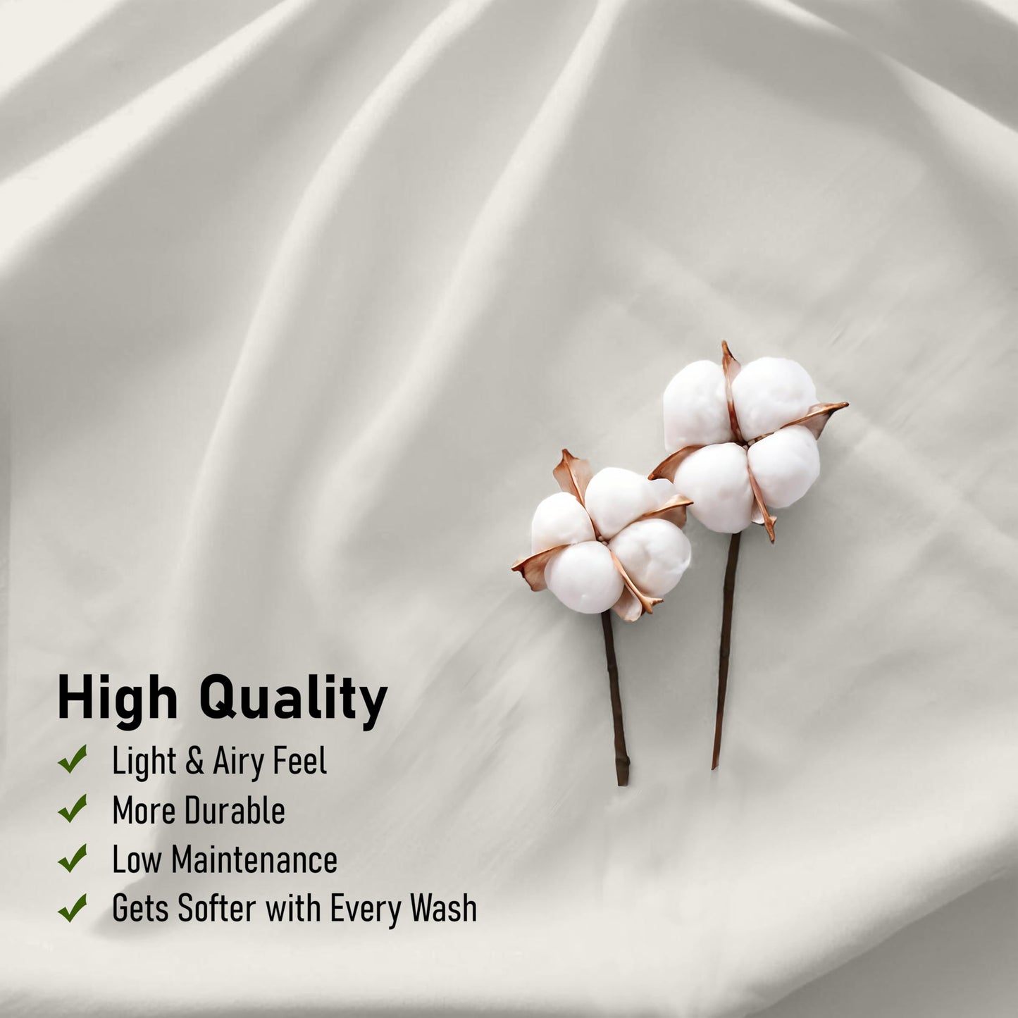 RUVANTI 100% Cotton Percale Sheets Queen Size – Crisp Cooling Bed Sheets for Hot Sleepers, Deep Pocket 16”, Soft Breathable & Durable Hotel-Style 4 Piece Set, Ivory