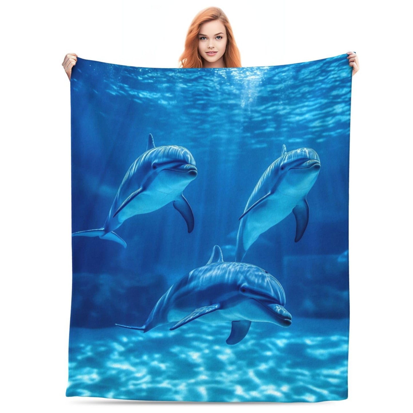 Nautical Ocean Dolphin Blanket Gifts for Women Dolphin Lovers, Ocean Animal Dolphin Themed Throw Blankets, Soft Cozy Lightweight Plush Throws for Living Room Sofa Couch Home Decor 50x60in