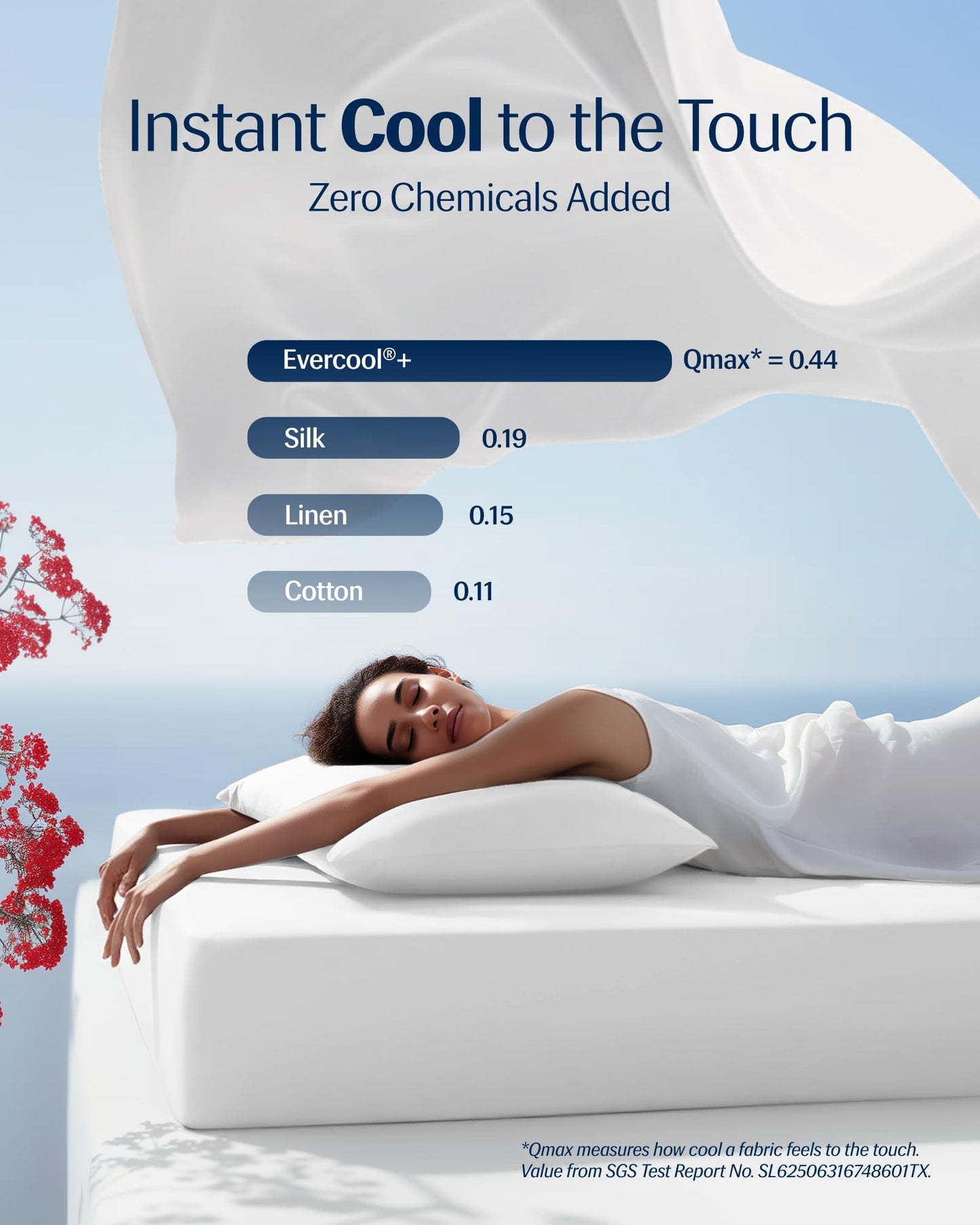 REST® Evercool®+ Cooling Sheet Set, King Size, Arctic White, Breathable Bed Sheets for Hot Sleeper and Night Sweats, with Pillowcases, with Ionic+ Self-Cleaning Silver Yarn for Sensitive Skin, 4PCS