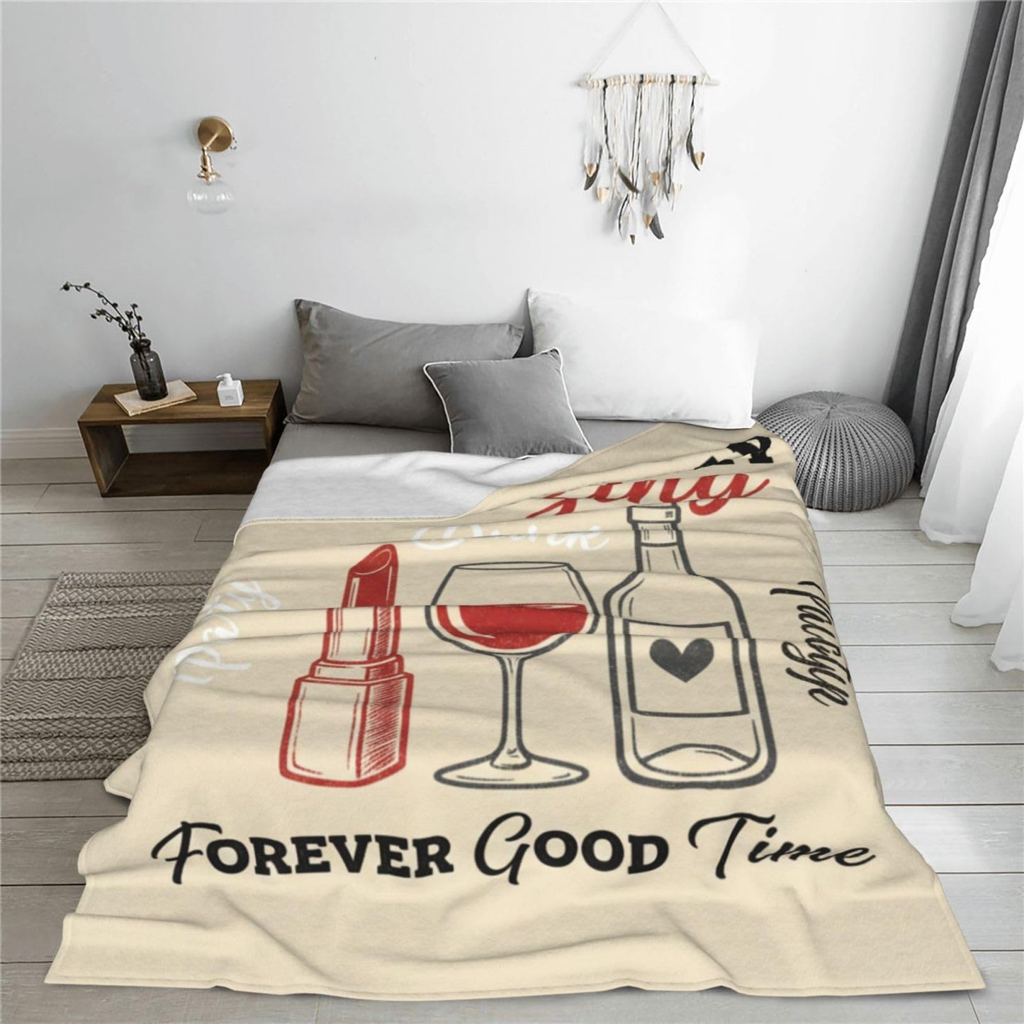 Fleece Throw Blanket for Couch, Wine Lipstick Soft Fuzzy Cozy Blankets Warm Lightweight Flannel Throws for Bed, Sofa, Travel, All Seasons 50x40 Inches
