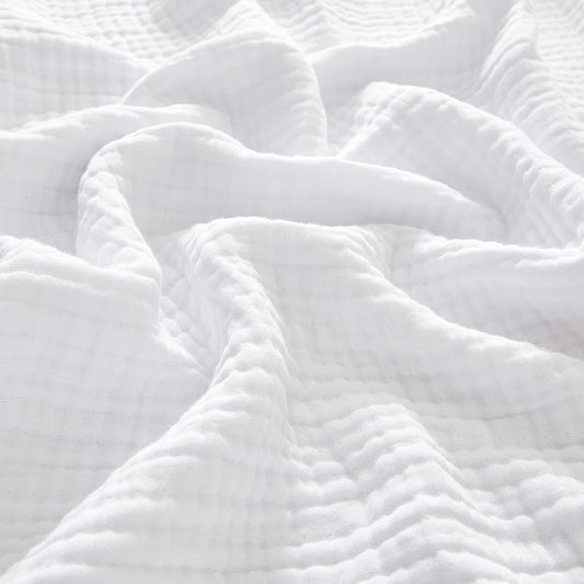 PHF 100% Cotton Muslin Throw Blanket 50" x 60", 4-Layer Lightweight Gauze Throw, Breathable Cloud-Soft Minimalist Blanket for Bed, Couch, Camping & Baby, White, Ideal Gift