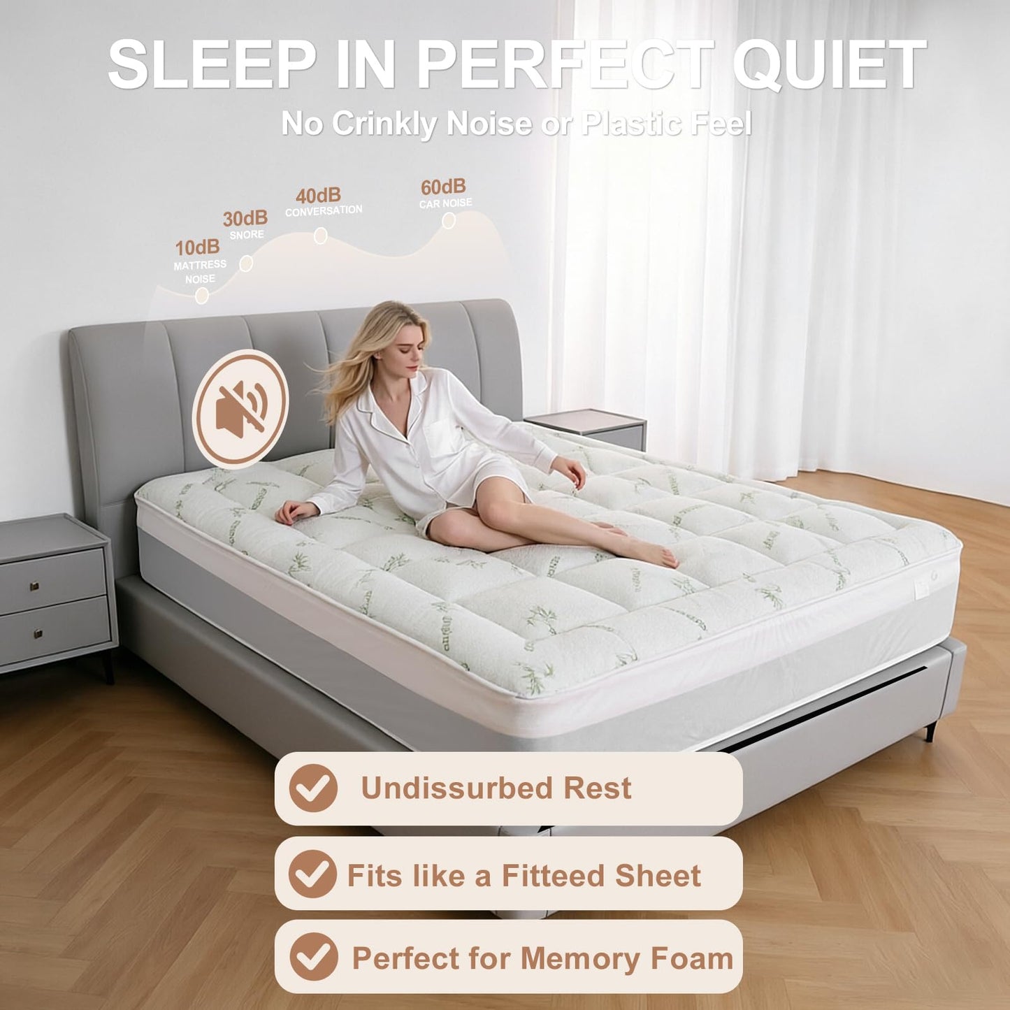 Exruby Luxury Queen Mattress Topper - 40% Viscose Derived from Bamboo - Extra Thick Pillow Top Mattress Pad with 8-20 Inch Deep Pocket, Breathable Jacquard Surface for Back Pain Relief(White)