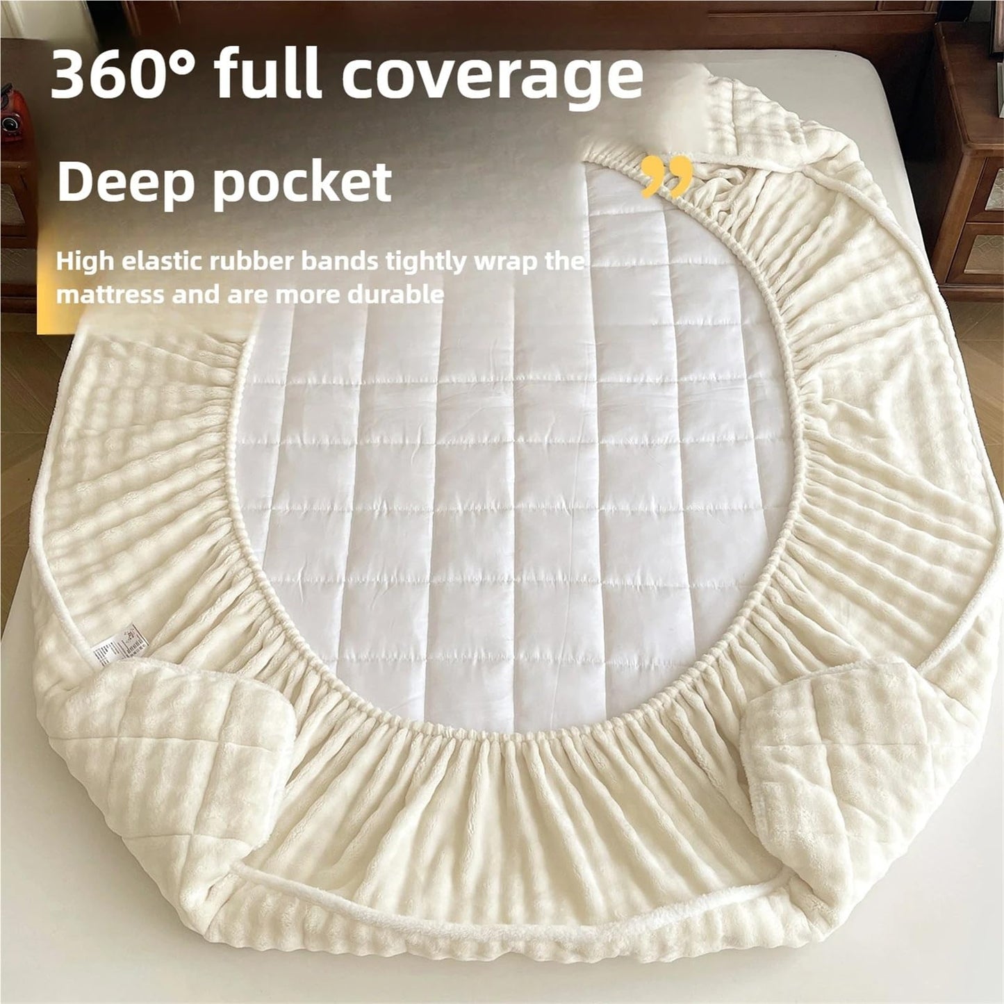 Warm Elastic Bed Sheets, Velvet Fitted Sheet, Ultra Soft Bottom Sheet 11" Deep Pocket, Embossed Plush Mattress Covers for All Beds(Pink,2*Pillow Cover)