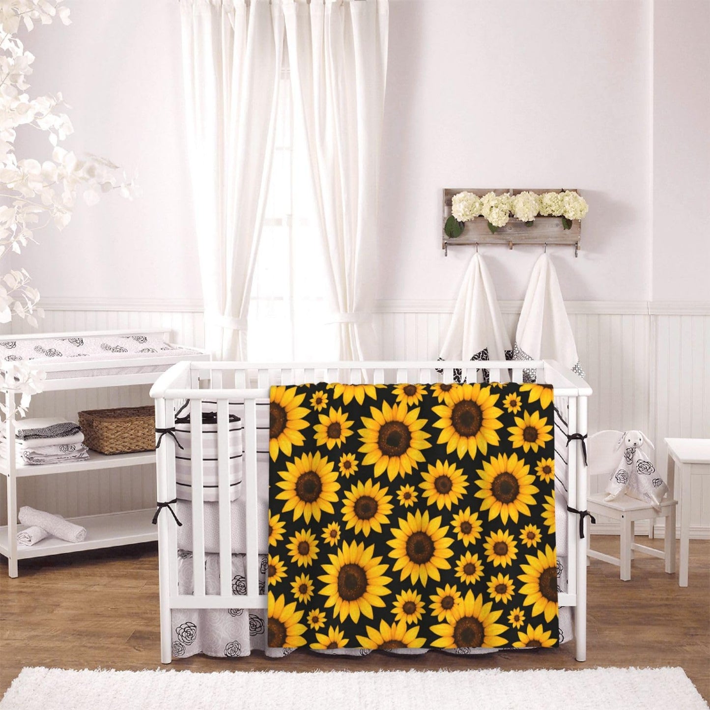 Abucaky Sunflowers Floral Fleece Throw Blanket Ultra Soft Cozy Decorative Flannel Blanket for Home Bed Couch Chair Travel 50x40in