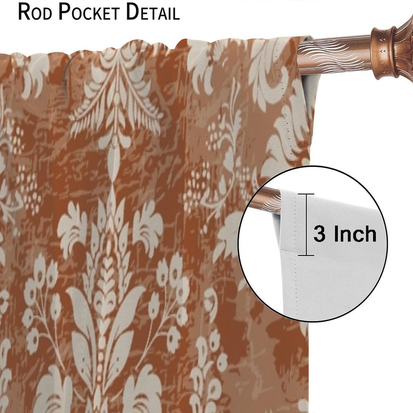 Nanacur Abstract Damask Curtains, Floral Paisley Geometric Ethnic Pattern Aztec Style Window Drapes, for Kitchen Living Room Bedroom 42" W X 45" L (Decorative)