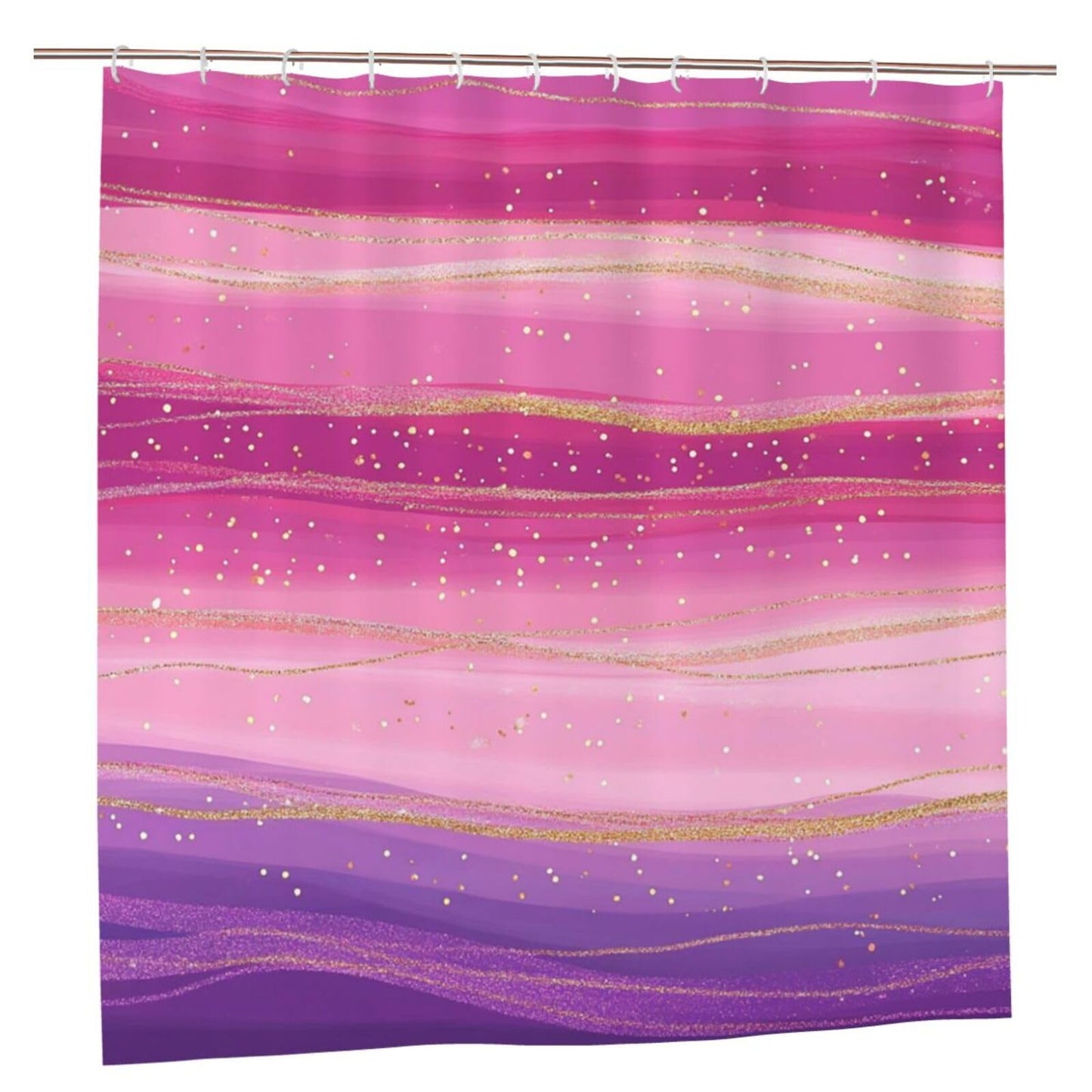 HSYOYO Pink Purple Glitter Shower Curtains for Bathroom Waterproof Shower Curtain Set with 12 Plastic Hooks Washable Bathroom Curtain Modern Bathroom Decor 72" W x 72" L