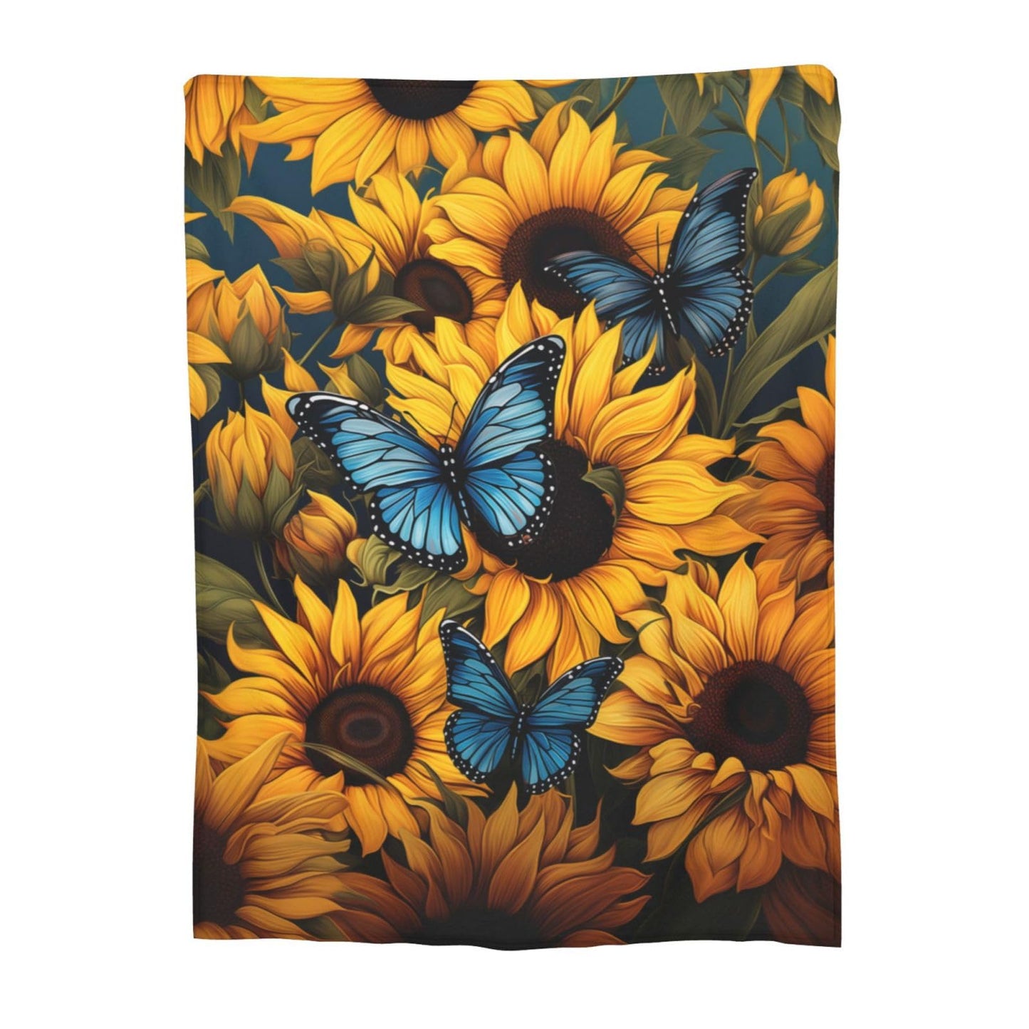 amepay Sunflower Blue Butterfly Blanket Gifts for Grils Women Floral Flannel Throw Blankets for Home Couch Bed Sofa Soft Fuzzy Lightweight Decor All Season 60x50 Inches