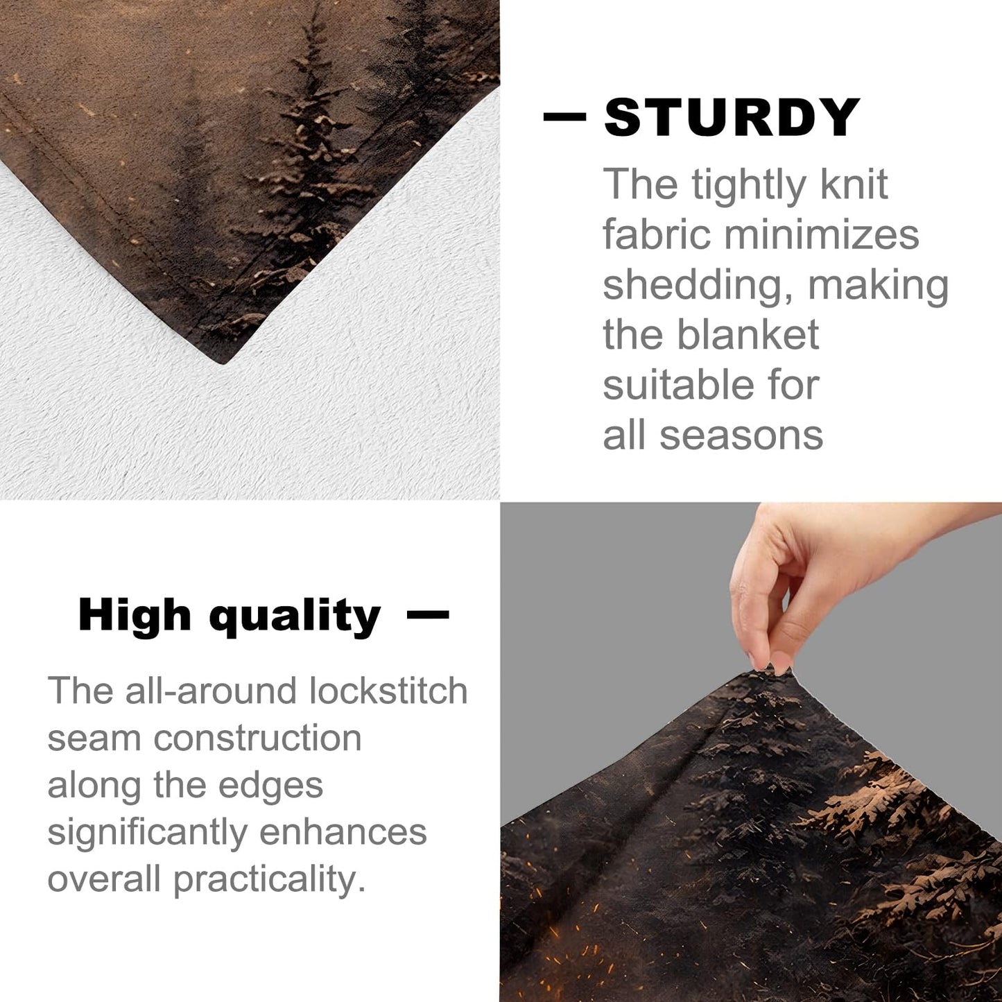 cromcu Winter Campfire Blanket Soft Lightweight, Snowy Forest Moonlight Flannel Throw Blankets for Bed Sofa Office RV Travel Home Bedroom Rustic Decor, Camping Lovers Gifts 60"X50"