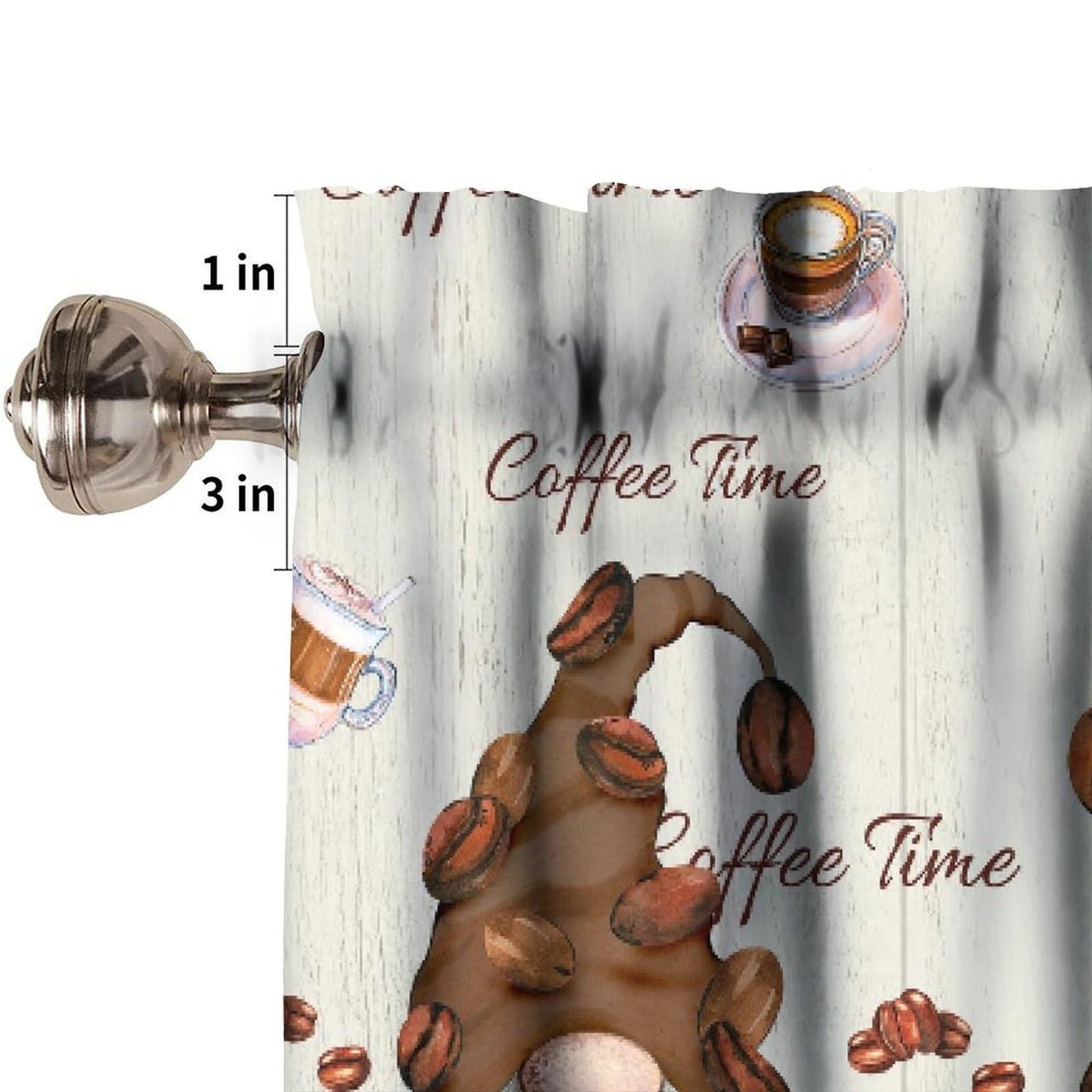 AAVEUP Coffee Kitchen Valance Curtains,Cartoon Retro Country Cappuccino Coffee Elf Cake Desserts Valances Short Panel Blackout Treatment Drapes for Dining Hal Living Room 54x 18 in