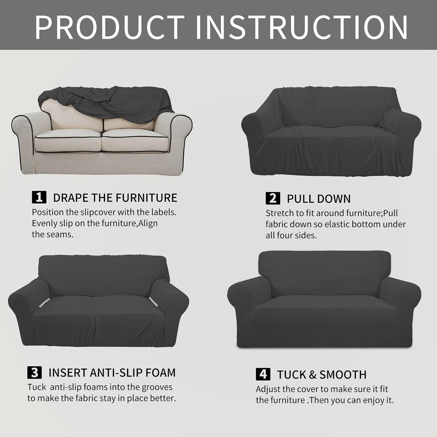 Easy-Going Stretch Chair Sofa Slipcover Washable Dark Gray