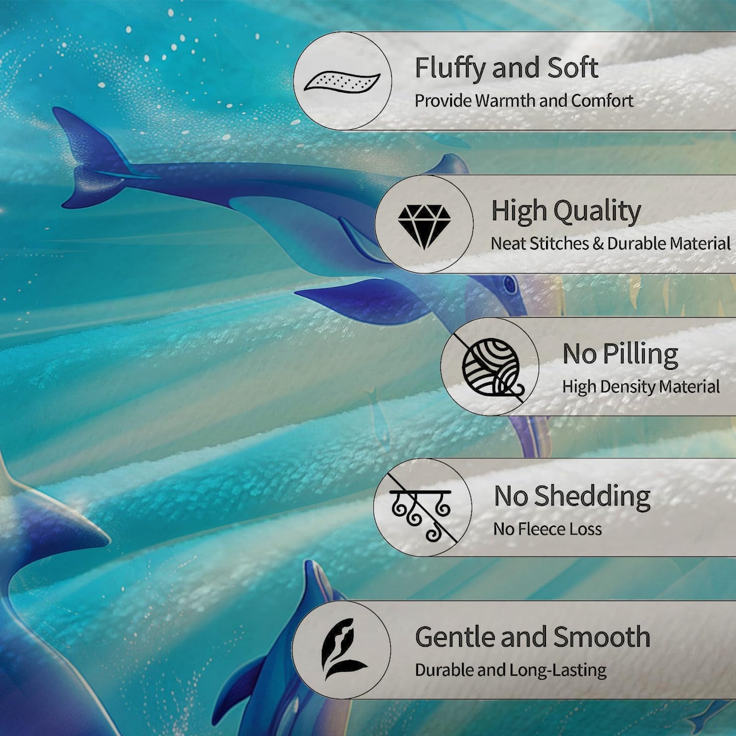 Ti Caldi Magical Dolphin Underwater Scenery Blanket Cozy Flannel Throw Blanket - Soft, Lightweight & Fluffy - Perfect for Couch, Bed, Travel - Captivating Home Decor for Indoor & Outdoor Use 60"x50"