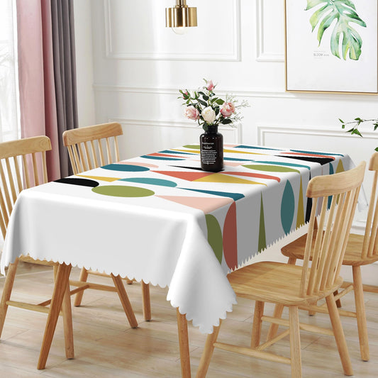 TTQYFNM 54x70inches Mid Century Table Cloth Colorful Geometric Modern 1950s 1960s Abstract Art Fashion Tablecloth Spill Proof Easy Clean Rectangle Table Cover for Kitchen Dining Room Patio Home Decor