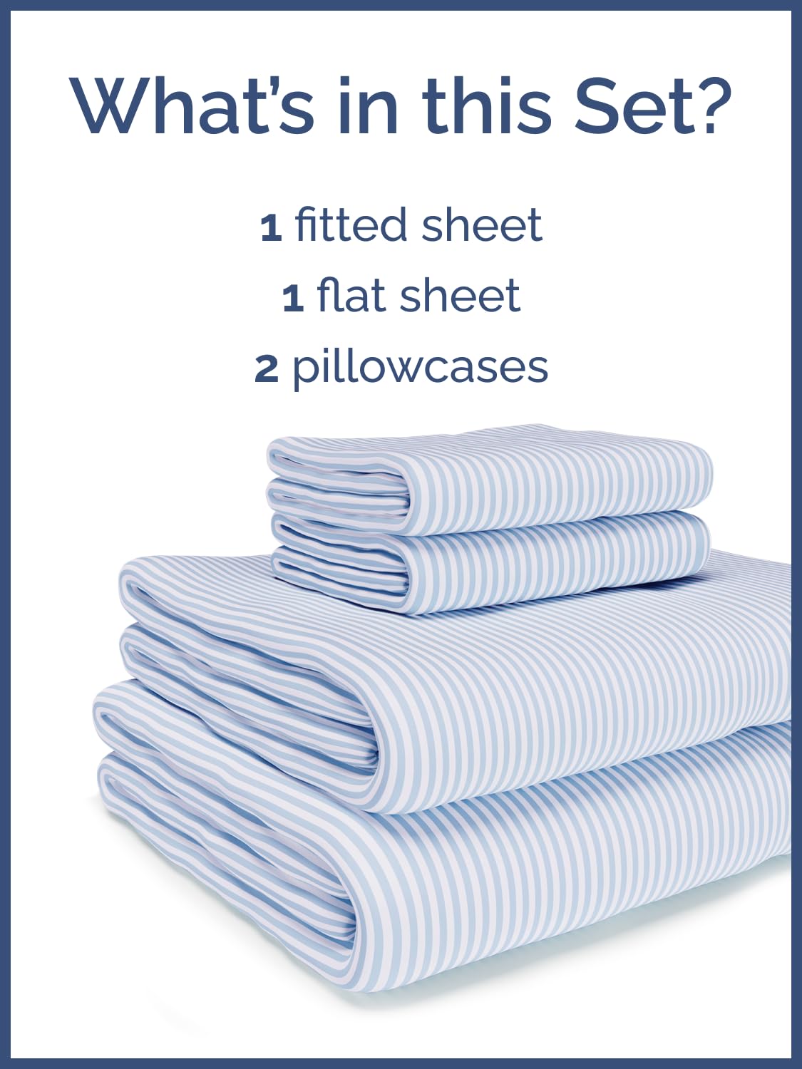Kids Queen Size Bed Sheet Set - 4 Piece Kids Loft Bed Sheets - Blue Striped Nautical Themed Bedding - Soft, Cute & Cozy - Breathable & Machine Washable - Sky Bed Set for Boys, Girls, Teens & Toddlers