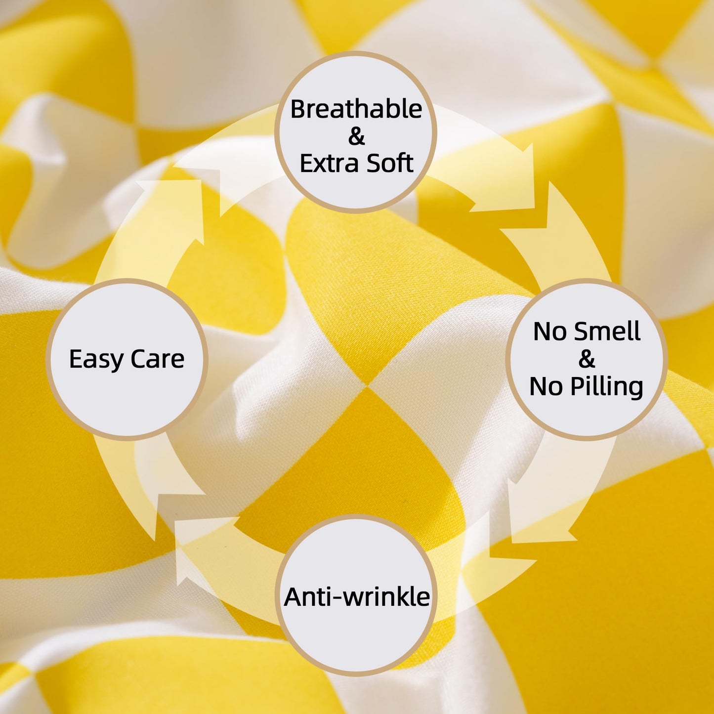 Best Season Bed Sheet Set 3 Piece -Twin Size-Soft Durable Microfiber Bedding Sheet Set,Deep Pocket,Stain,Fade & Wrinkle Resistant Green and White Checkerboard Grid(Plaid Yellow&White)