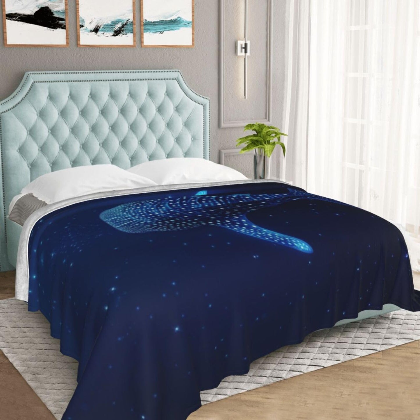 Whale Shark Blanket, Gifts for Women, Blue Whale Shark Ocean Soft Lightweight Throw Blankets for Kids Girls, Travel Bed Living Room Decor, 50x60in