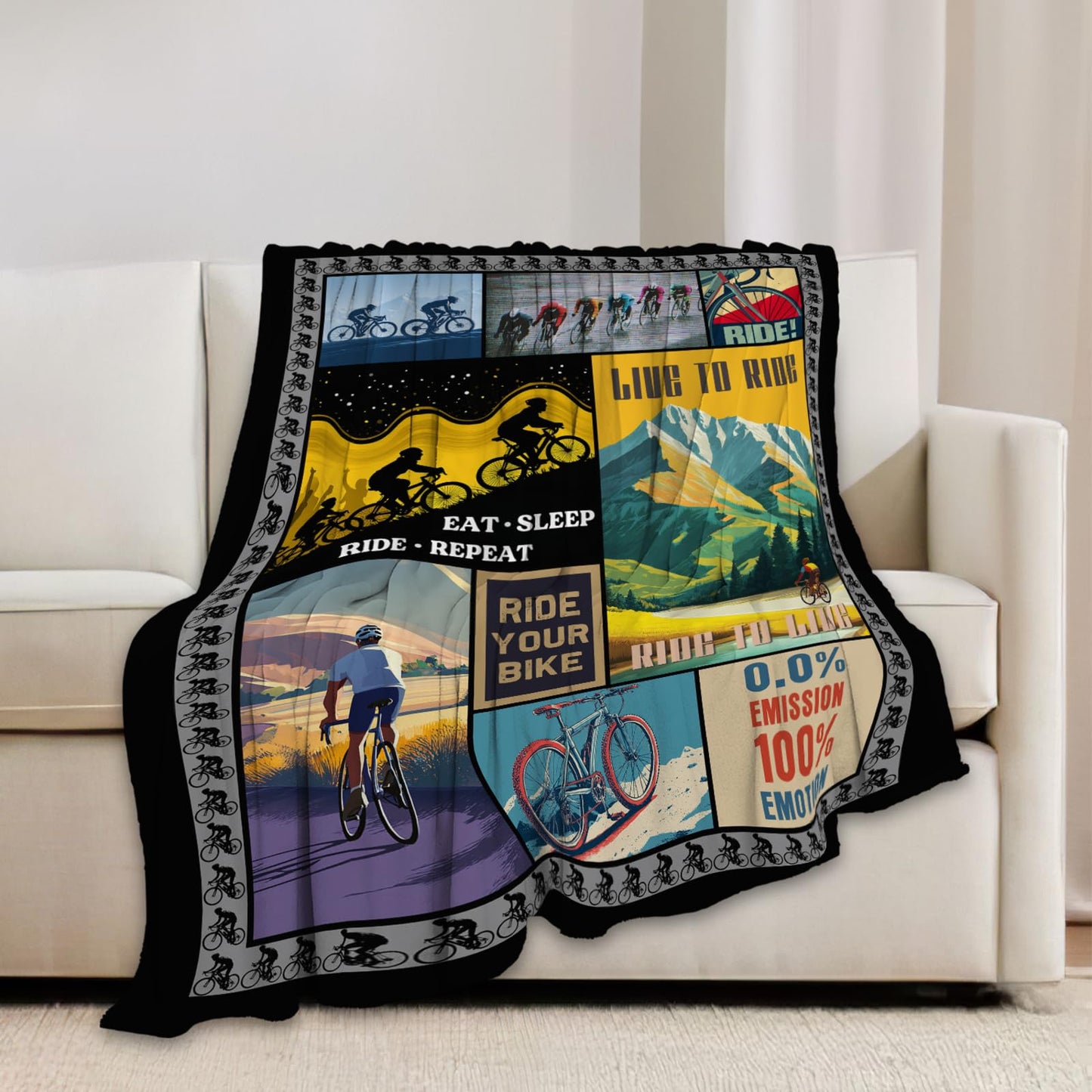 Bicycle Cycling Blanket Mountain Biking Lover Throw Blankets Gifts for Girls Boys Kids Soft Cozy Fleece Plush for Couch Sofa Bed 50"x40"