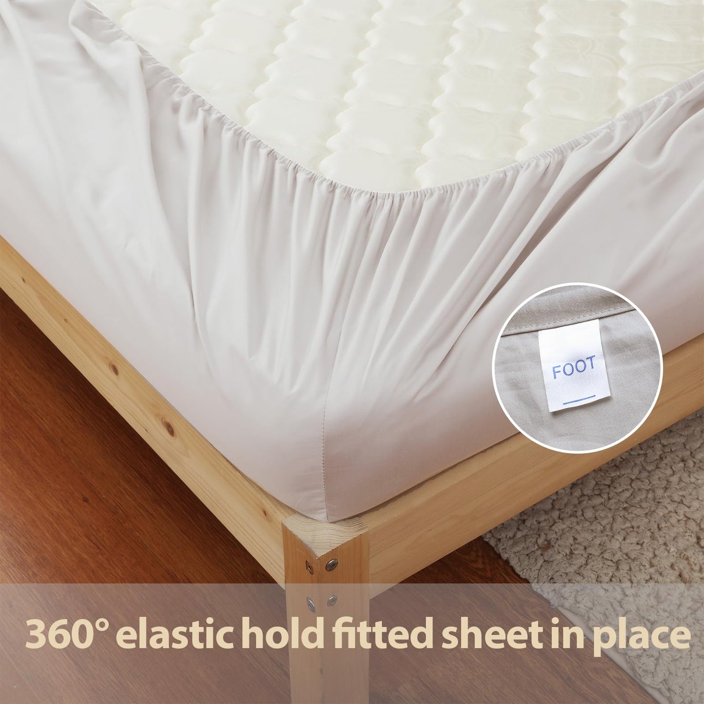 2 Pack Queen Fitted Sheets Only, 100% Egyptian Cotton, Super Soft 600 Thread Count Sateen, 16" Deep Pocket Bottom Sheets, Breathable Hotel Quality, Durable All-Around Elastic, Light Beige