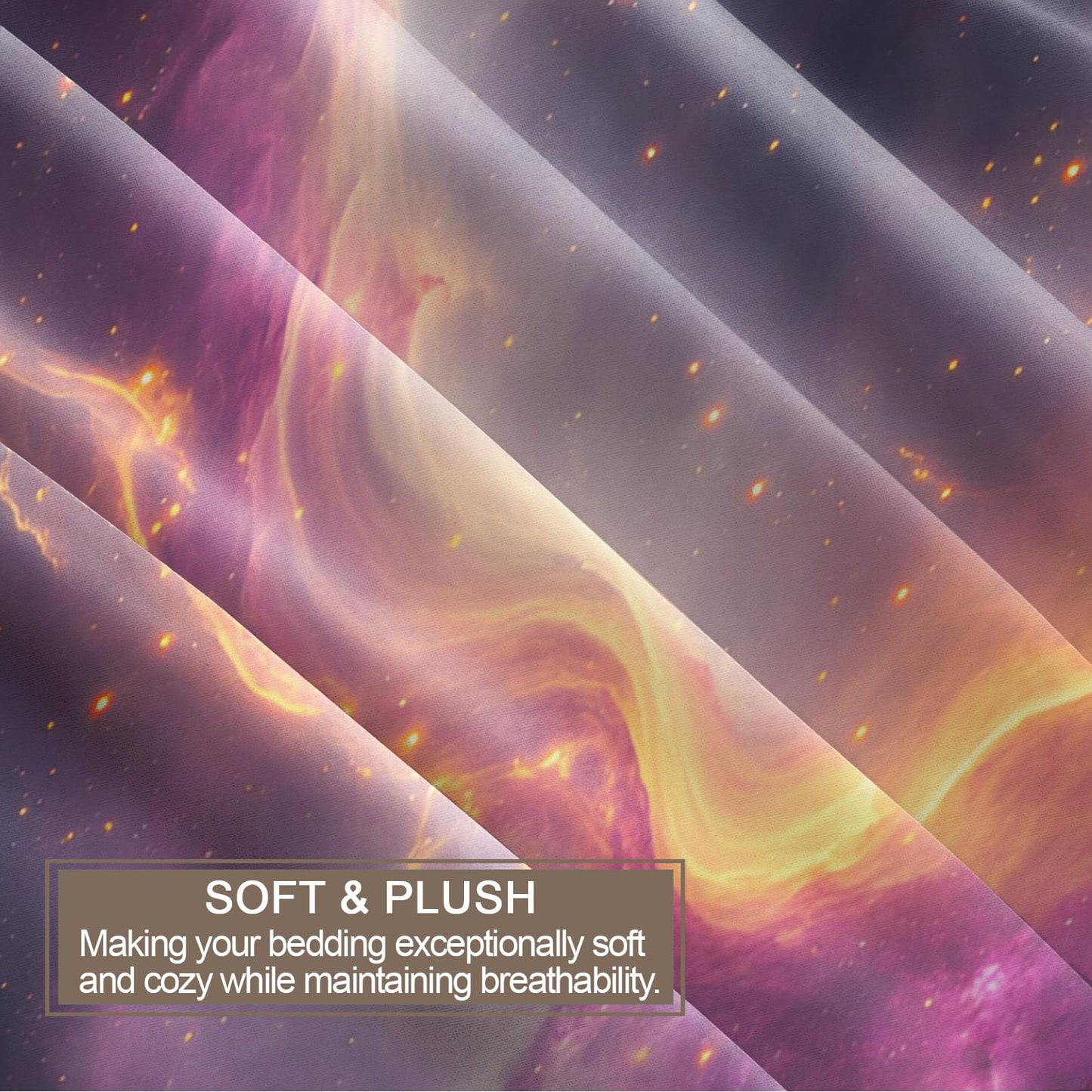PAISUOQ Galaxy Duvet Cover Full, Purple Space Bedding, Cosmic Landscape Comforter Cover with 2 Pillow Cases, 3 Pieces with Zipper & Ties, Bedroom Decor & Gifts