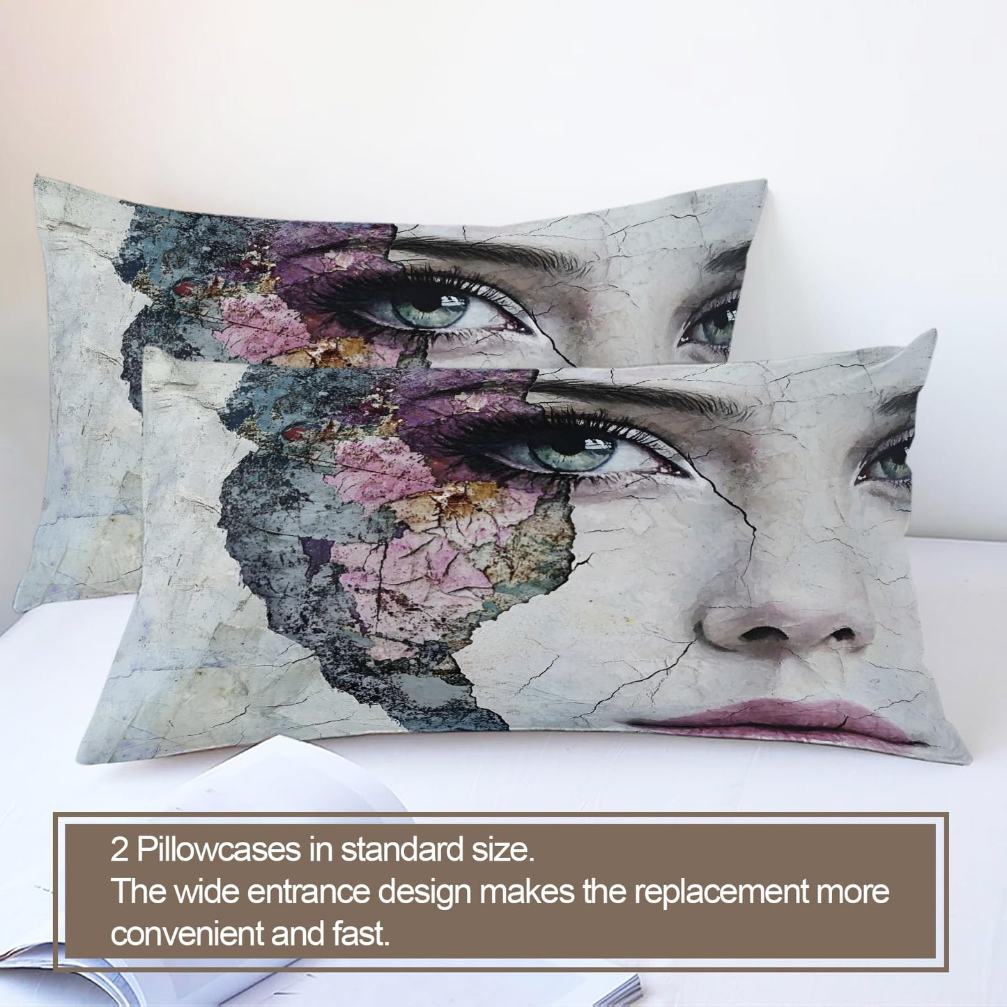 PAISUOQ Woman Duvet Cover Queen, Floral Woman Bedding Sets, Fashion Girl Comforter Cover with 2 Pillowcases, 3 Pieces with Zipper & Ties, Dorm Decor & Gifts