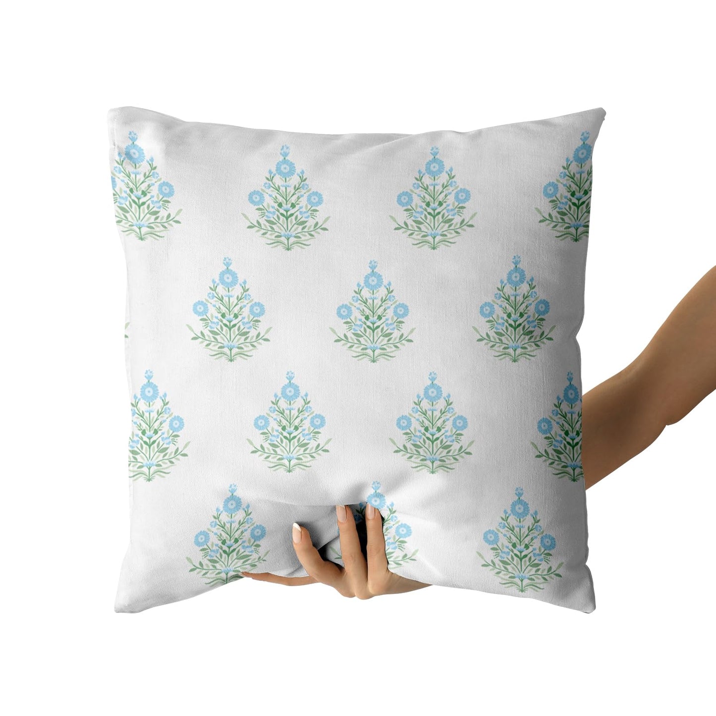 Giwawa Baby Blue Floral Pillow Covers 18x18 Inch Set of 2 Blue Green Flower Leaves Print Decorative Throw Pillow Cases Coastal Patio Farmhouse Decoration for Sofa Couch Bed