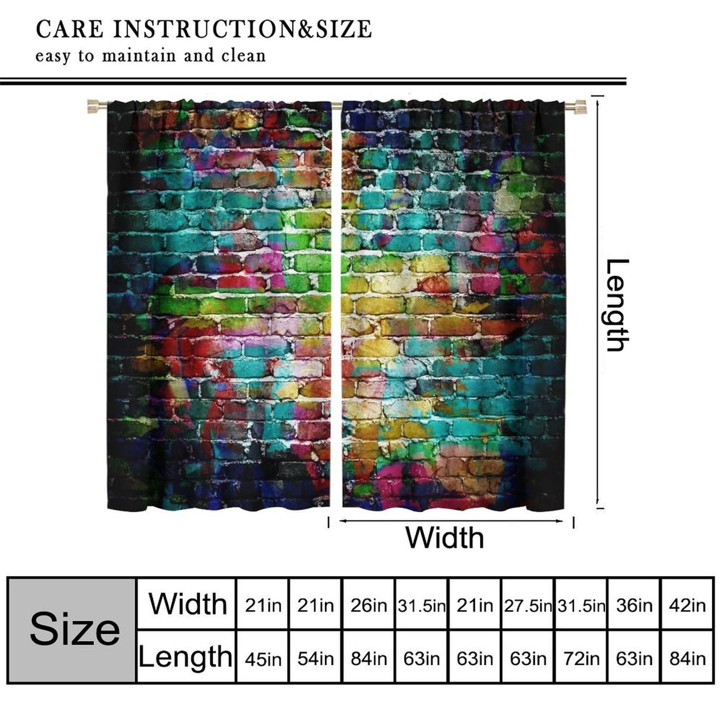 ICMOLYYENLO Vintage Red Brown Brick Wall Curtains, Vintage Stone Brick Rock Country Farmhouse Geometric Pattern Curtains for Living Room Bedroom Blackout Curtains 42x44 Inches