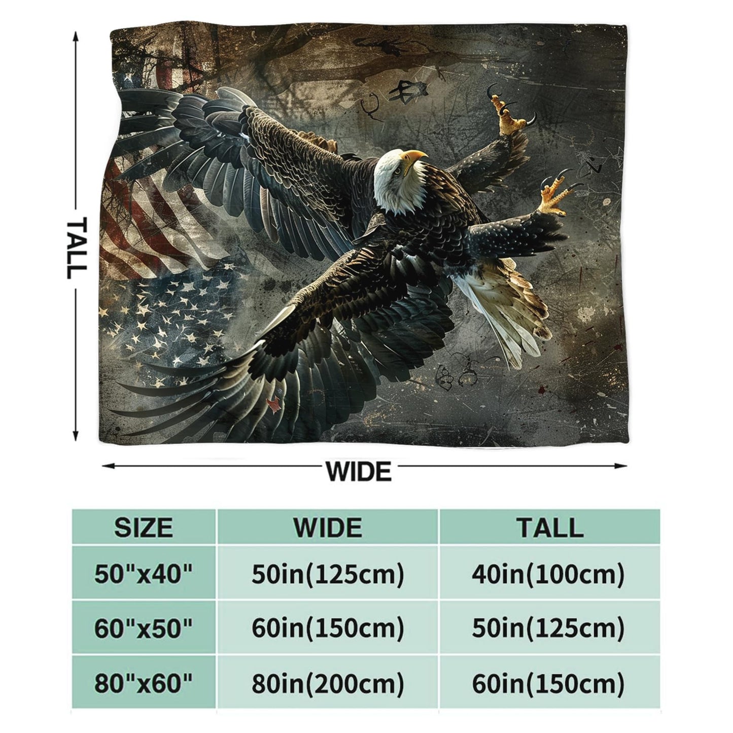 Tijuboni American Eagle Throw Blanket Eagle Gifts for Women Men Girls Boys Kids Adults Soft Flannel Fleece Blanket for Couch Sofa Bed Home Decor 40"x50"