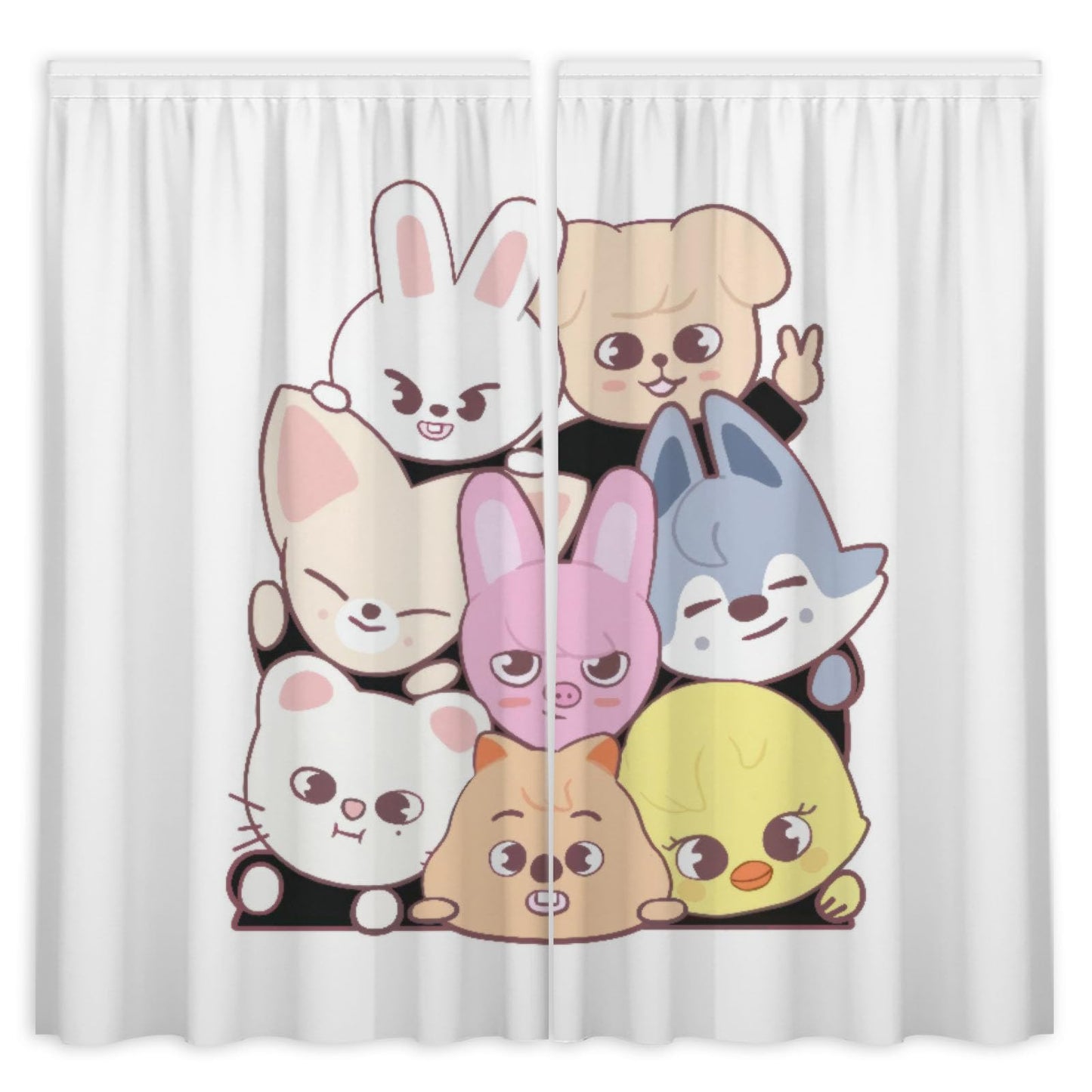 Funnytree Group Window Curtains Youth Soundwave Drapes Bedroom Home Room Decor Durable Fabric Machine Washable 82" X 84" SC00049-013