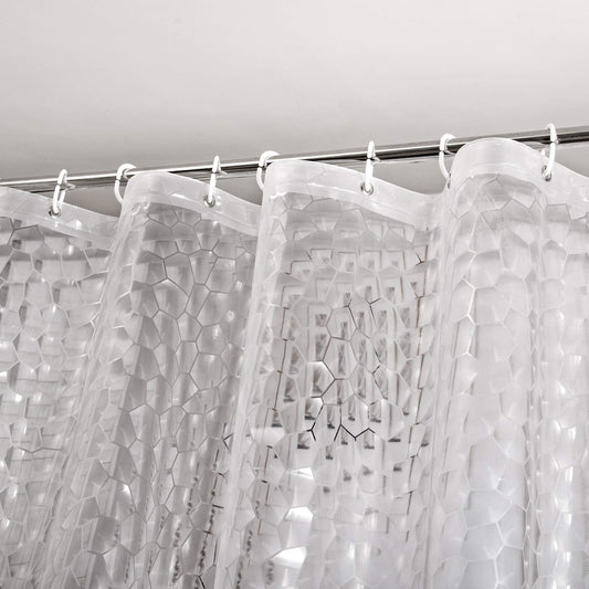 WELTRXE Shower Curtain Liner 8G EVA with 3 Magnets, Waterproof Clear Shower Curtains with 3D Water Cube Design, Heavy Duty Plastic Bathroom Shower Liner for Shower Stall, Bathtubs, 72 x 72,12 Hooks