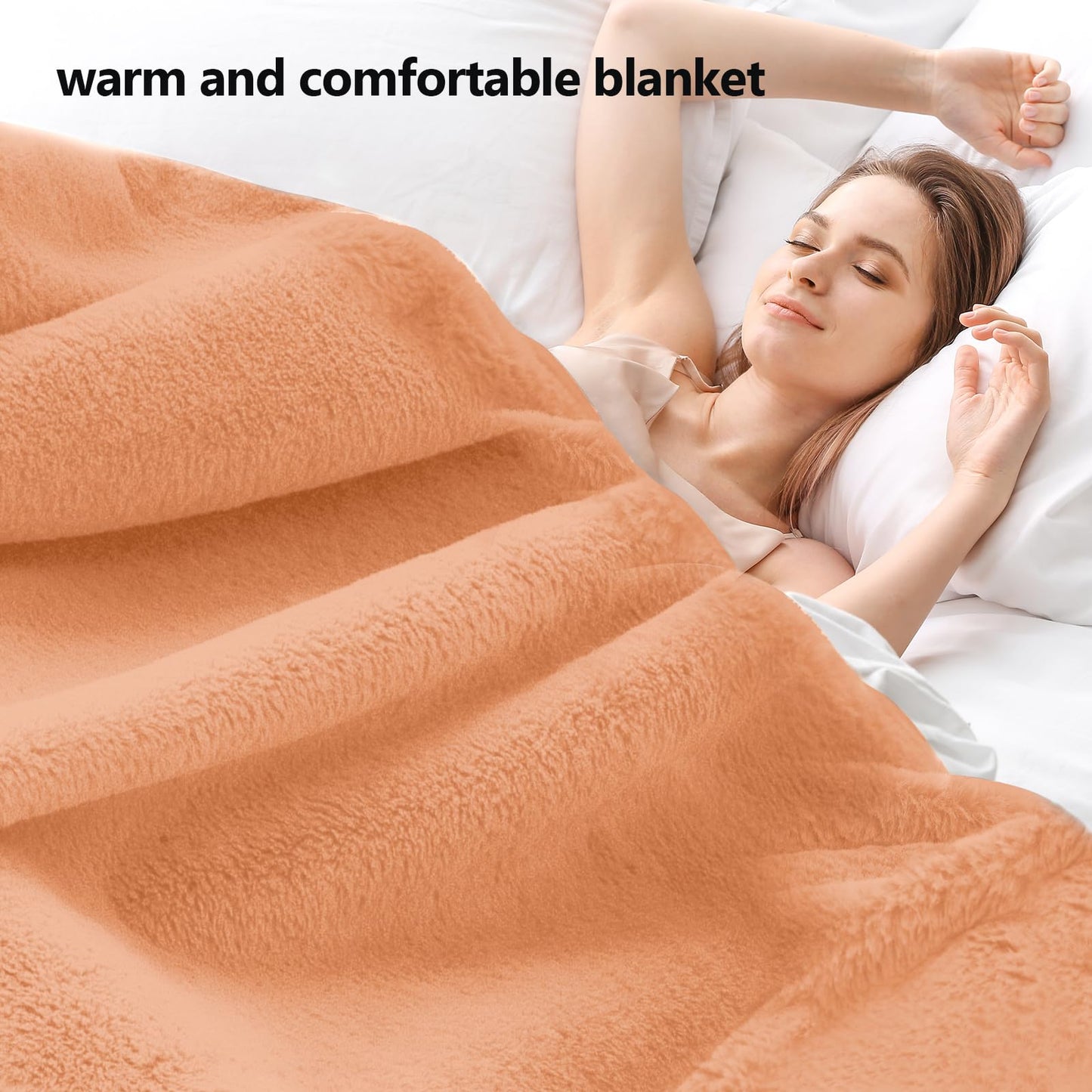 zeqpze Luxury Ruched Faux Fur Throw Blanket， Soft Sherpa Fluffy Blankets, Warm Thick Plush Flannel Blanket Microfiber Cozy Blankets for Couch, Sofa(Coral Pink,5060)