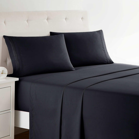 Clara Clark Full XL Bed Sheet Set - Wrinkle, Fade, Stain Resistant, Deep Pocket Sheets - Luxury Soft Bedding Sheets & Pillowcases, Full XL Black