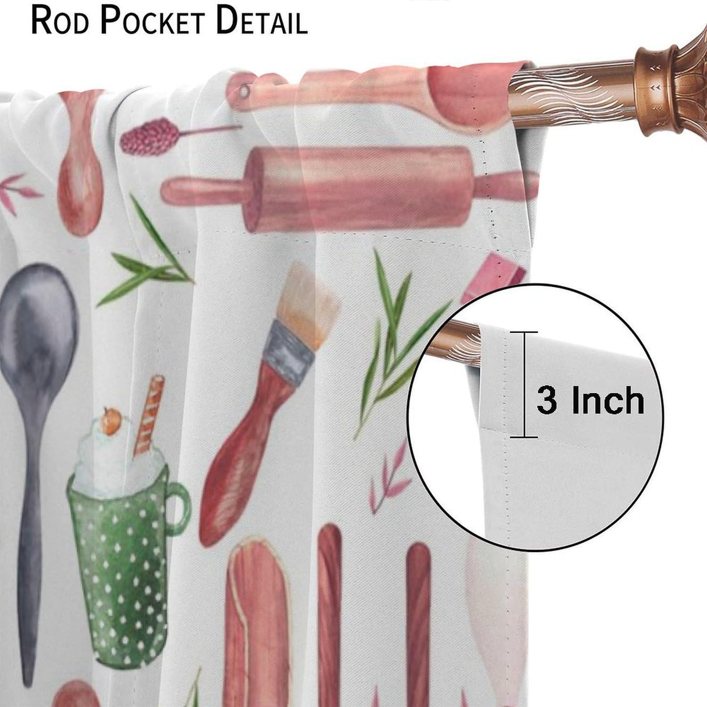 Brebasf Rustic Kitchen Chef Curtains - Abstract Modern Art Cooking Theme Kitchenware Print Window Treatment Room Darkening Blackout Curtains Thermal Insulated Rod Pocket Curtains 2 Panels 45"L x 21"W