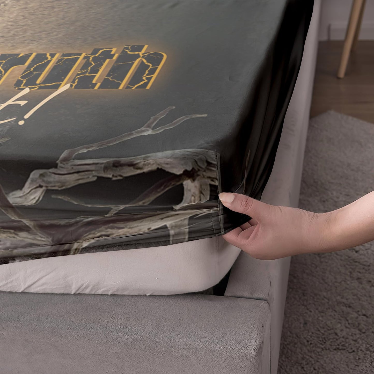 HOSIMA Deer Fitted Sheet Forest Hunting Bedding Sets for Teen Boys Mens Bedroom Essentials,Wildlife Animal Deer Bedding Set Western Twin Bed in a Bag Set for Adults with 2 Pillowcases.