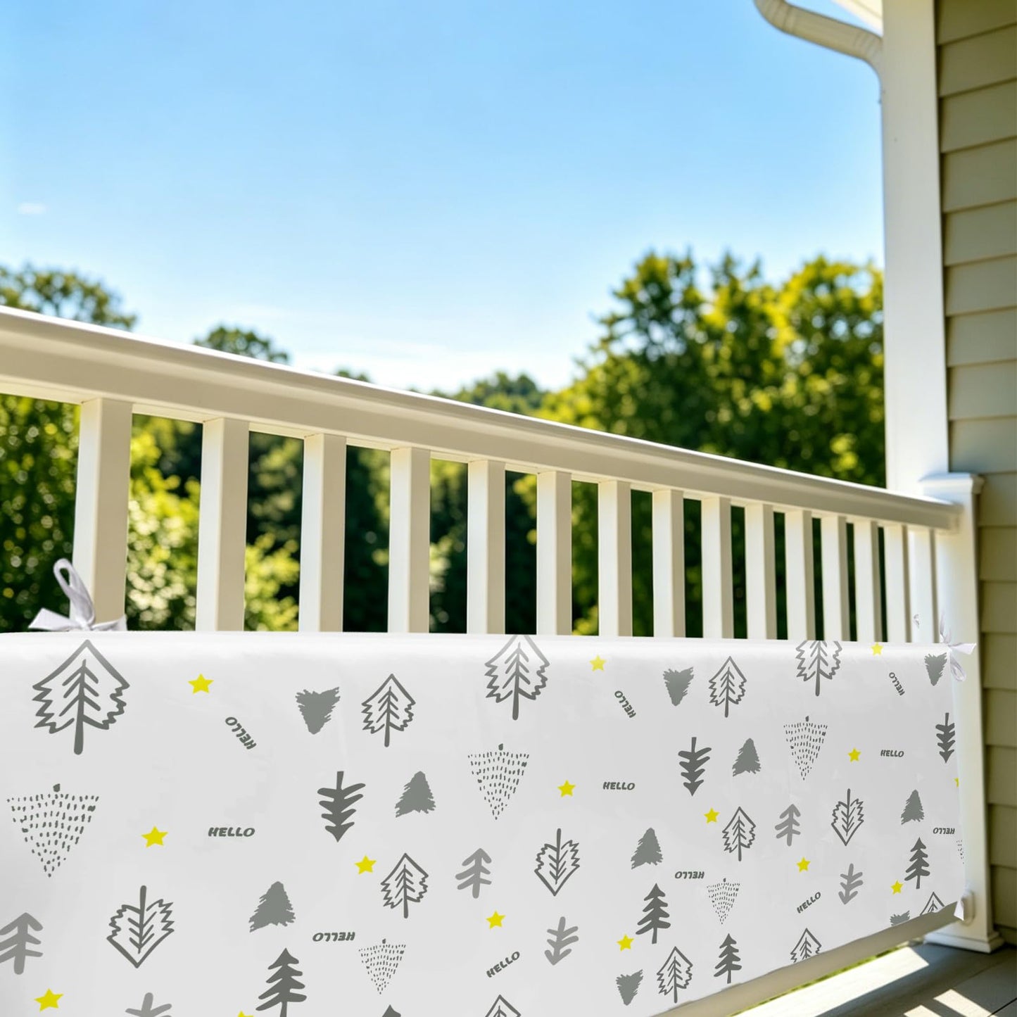4pc Soft Edge Protection Railings, Safety Frame,Balcony Railing Bottom Protection, Stair Railings, Washable & Easy Install (Pine)