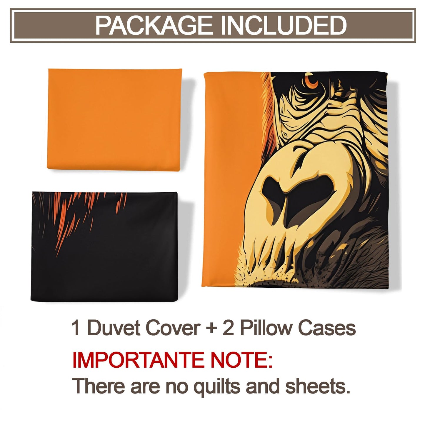 Gorilla Comforter Cover Twin Size, Gorilla Duvet Cover Animal Bedding Set 3 Piece with 2 Pillow Sham with Zipper Closure 68" x86"
