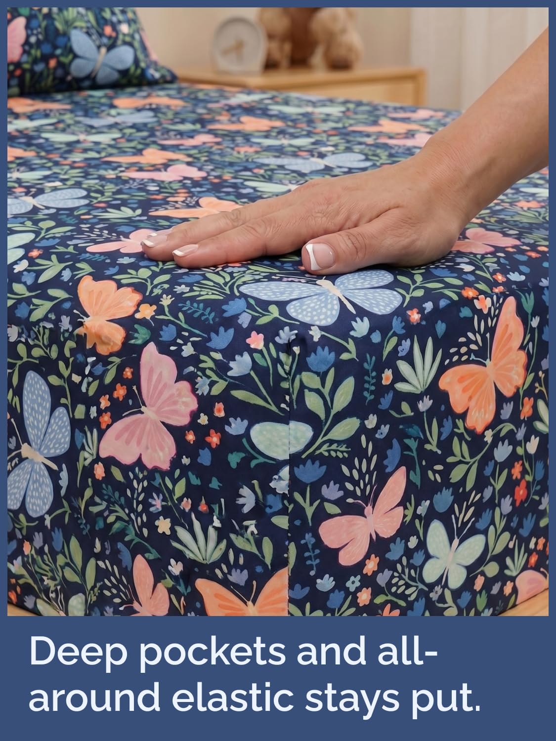 CGK Unlimited Kids Butterfly Meadow Queen 4 Piece Sheet Set - Boys, Girls, Teens, Toddler - Easy Fit Deep Pockets - Soft, Cooling & Breathable Sheets - Cozy, Fade and Wrinkle Free - Machine Washable