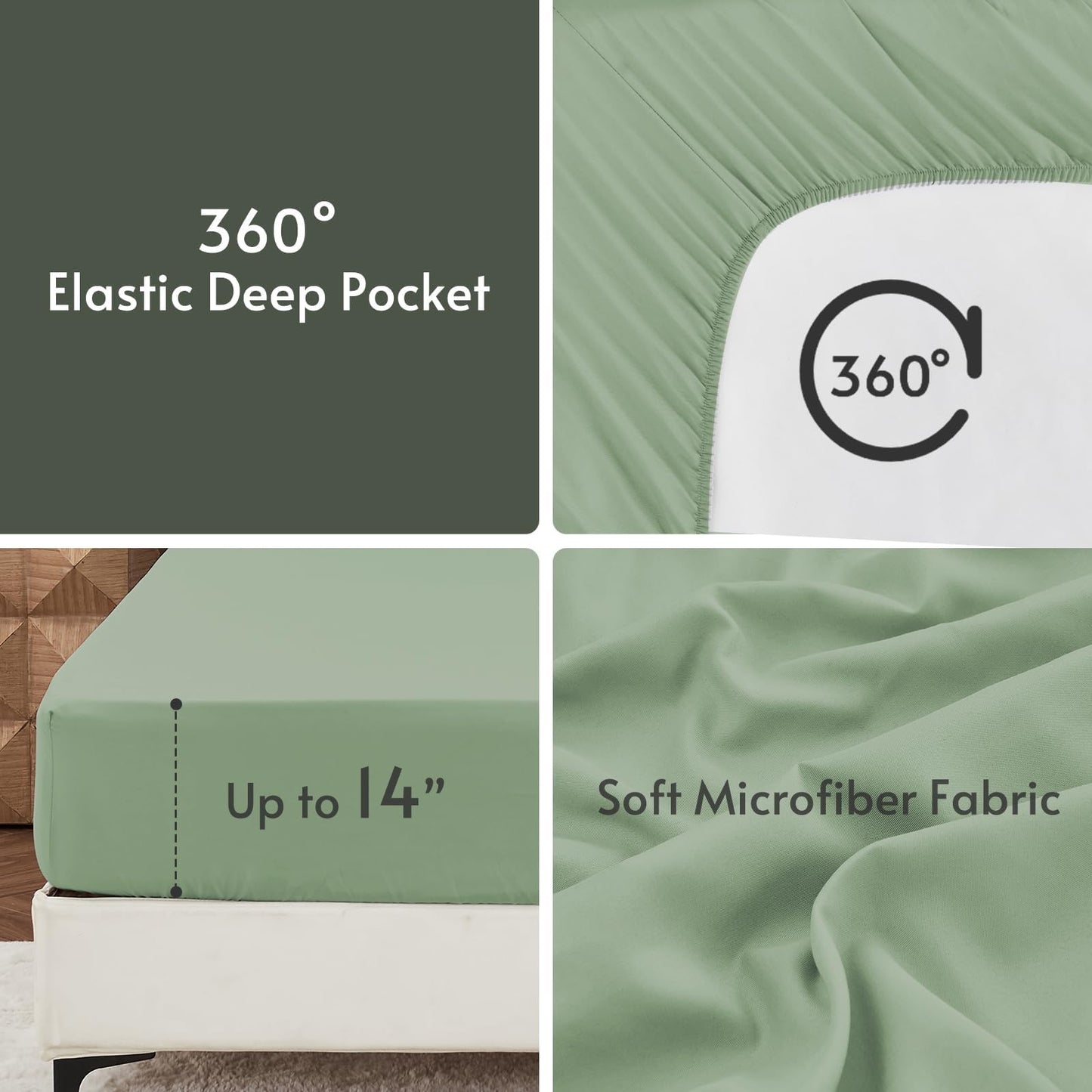 MUXHOMO 7 Pieces California King Comforter Set, Reversible Bed in a Bag Cal King Size, All Season Bedding Set with Comforter, Flat Sheet, Fitted Sheet, Pillowcases & Shams, Dark Green & Light Green
