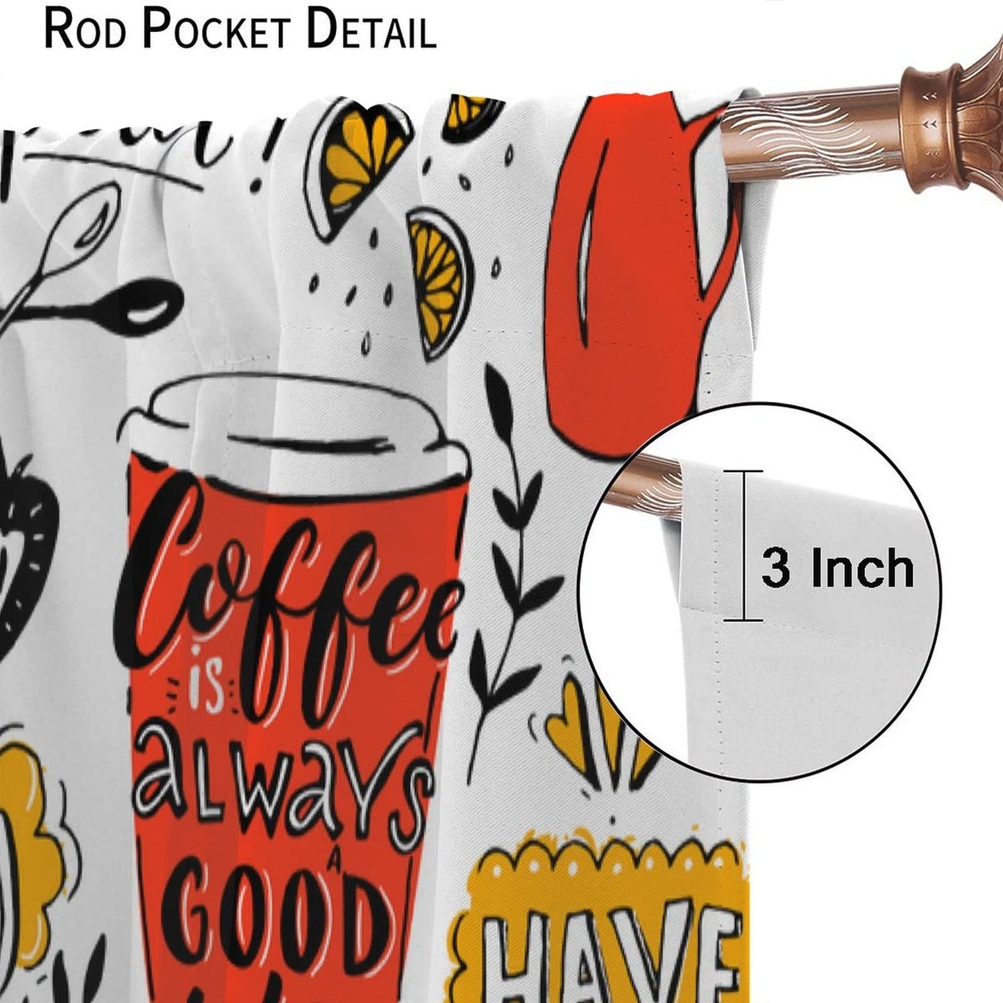 DDCBNS Coffee Curtains,Coffee Theme Rustic Drink Dessert Window Treatments for Kitchen Café Dining Room Modern Cute Window Drapes 2 Panels Set,Total Size 42 x 45 Inch