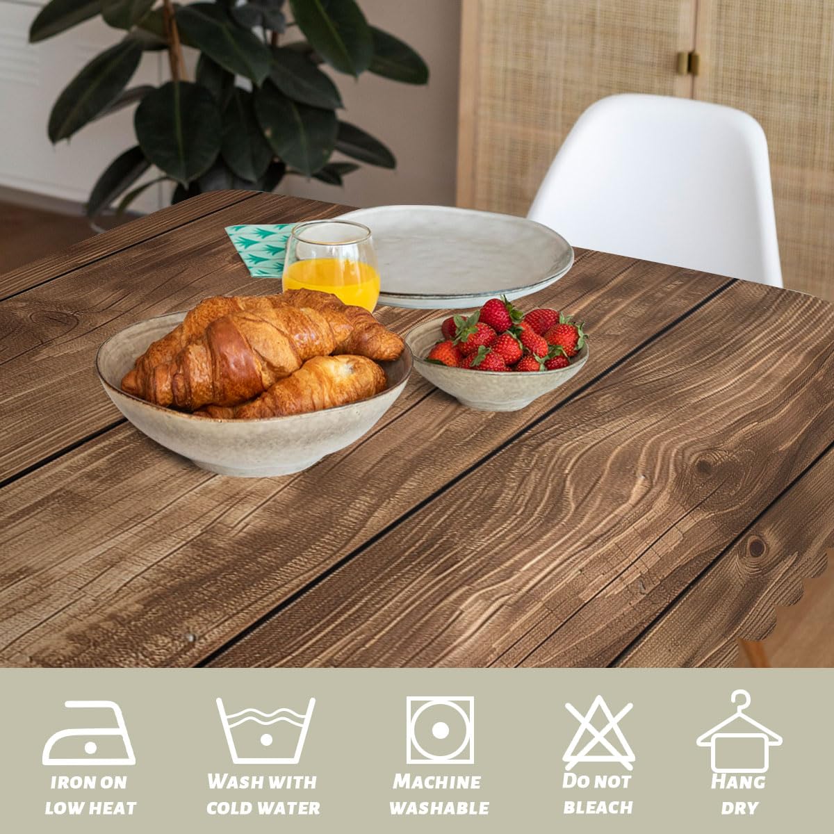 XYJFZL Brown Wood Grain Decorative Rectangle Tablecloth Rustic Western Wood Planks Rectangle Tablecloth Picnic Table Cover BBQ Table Cloths Polyester for Kitchen Coffee 52 x 70 Inch 4-6 Seats