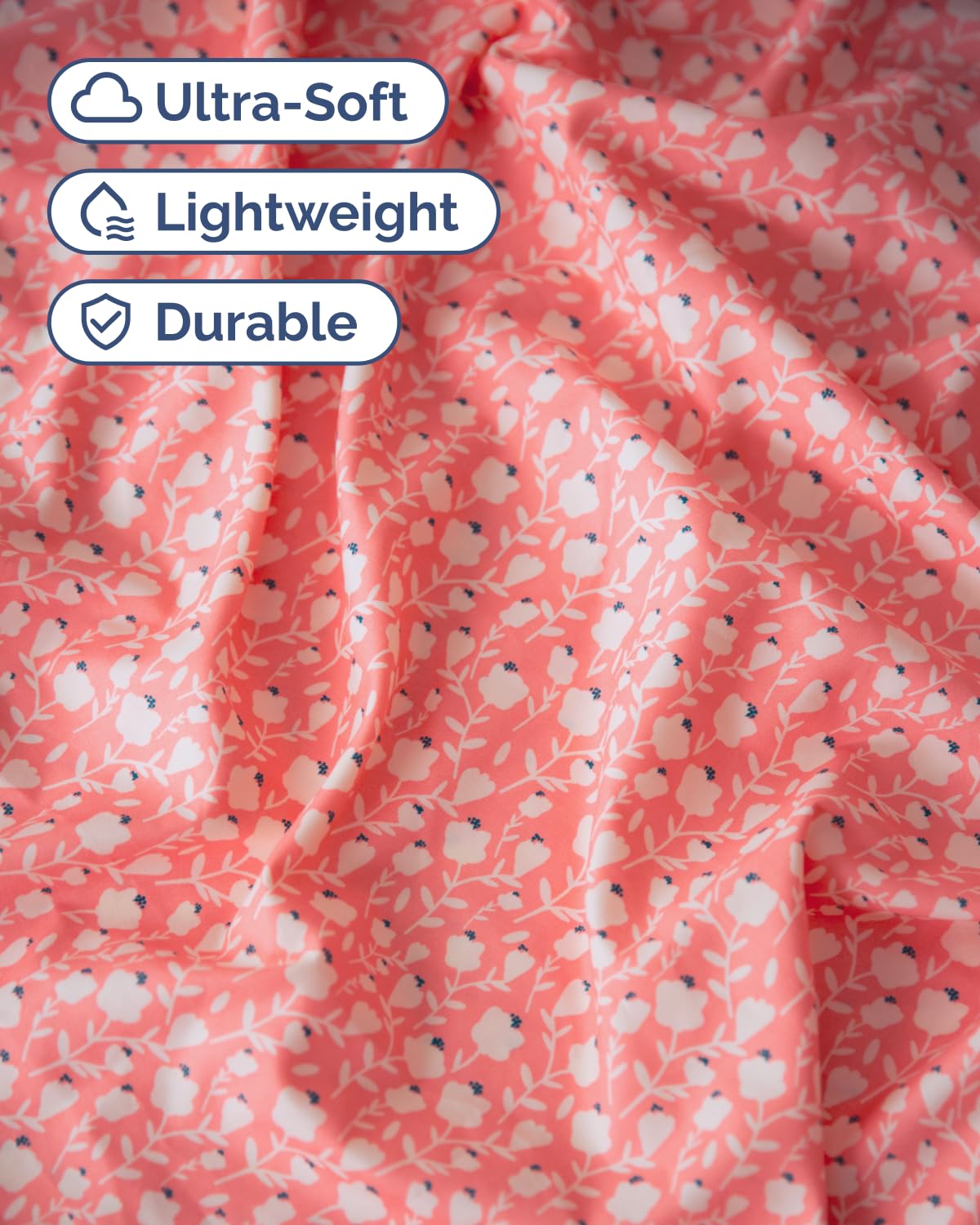 Floral Sheets - Pink & White Bed Sheet Set - 1 Flat, 1 Fitted & 2 Pillowcases w/ Deep Pockets - Comfy, Cozy, Wrinkle & Fade Free - Boho Botanical Bedding - Soft, Breathable & Cooling - Queen Size Set