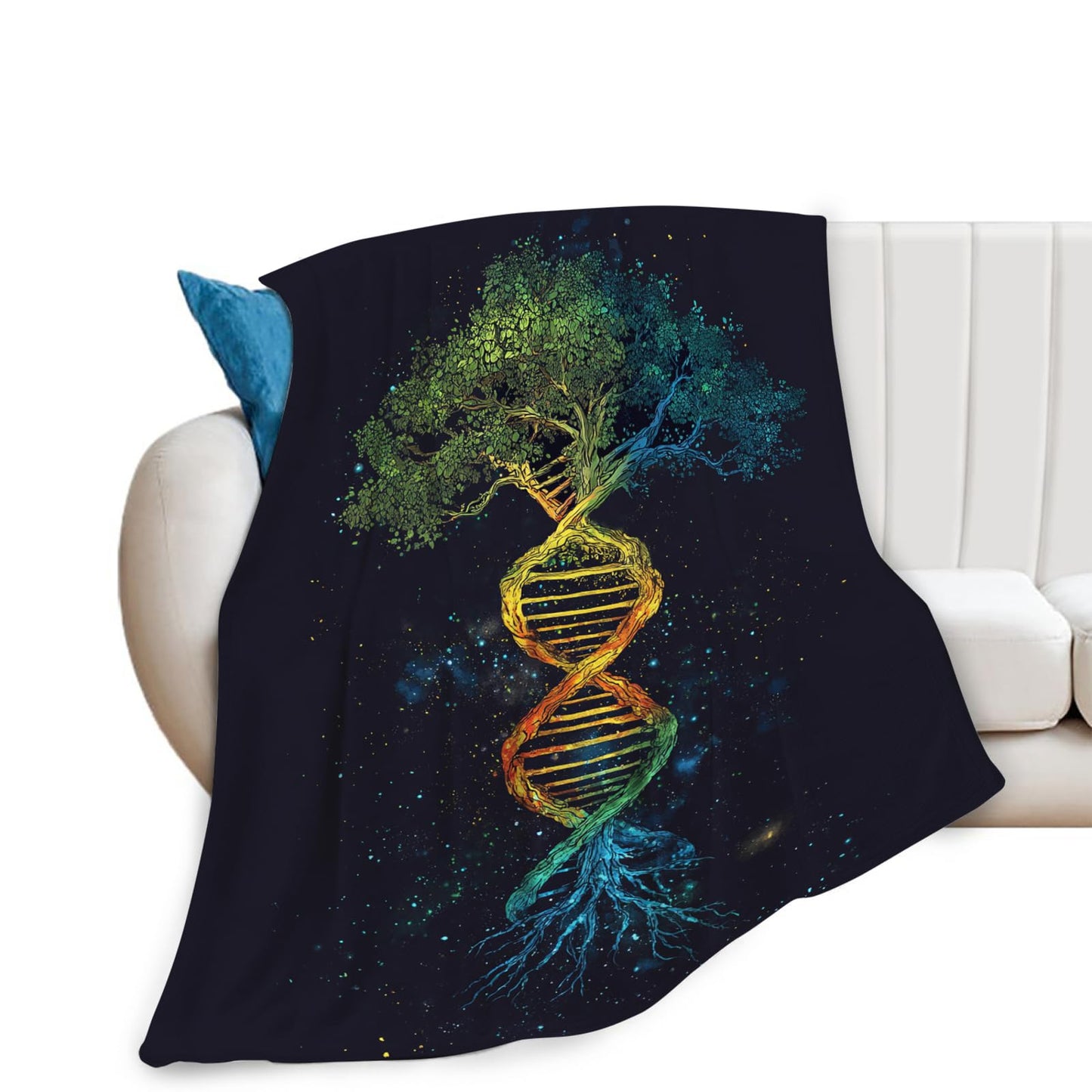 Dynova Tree of Life Blanket Cozy Plush Galaxy DNA Throw Blankets Fuzzy Flannel Fleece Gifts for Girls Boys Women Men Decor 50"X40"