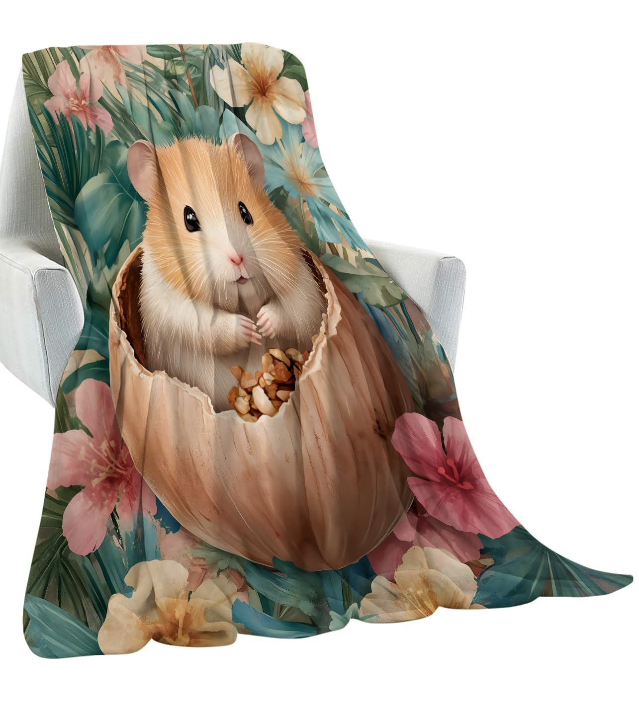amepay Hamster in Nut Shell Blanket Gifts for Kids Women Adult Girls,Cute Cartoon Animal Throw Blankets,Soft Comfy Lightweight for Home Couch Bed Sofa Modern Decor 50x60in