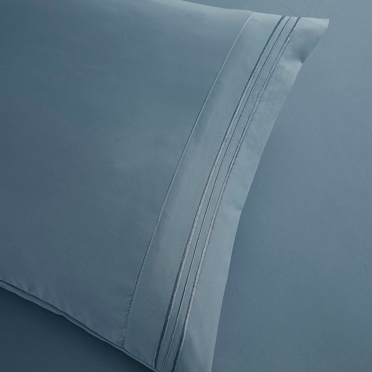 Clara Clark Bed Sheets, Premier 1800 Series Bed Sheet Set, Deep Pocket, Wrinkle, Fade, Stain Resistant, Luxury Soft Bedding Sheets & Pillowcases, Queen, Stone Blue