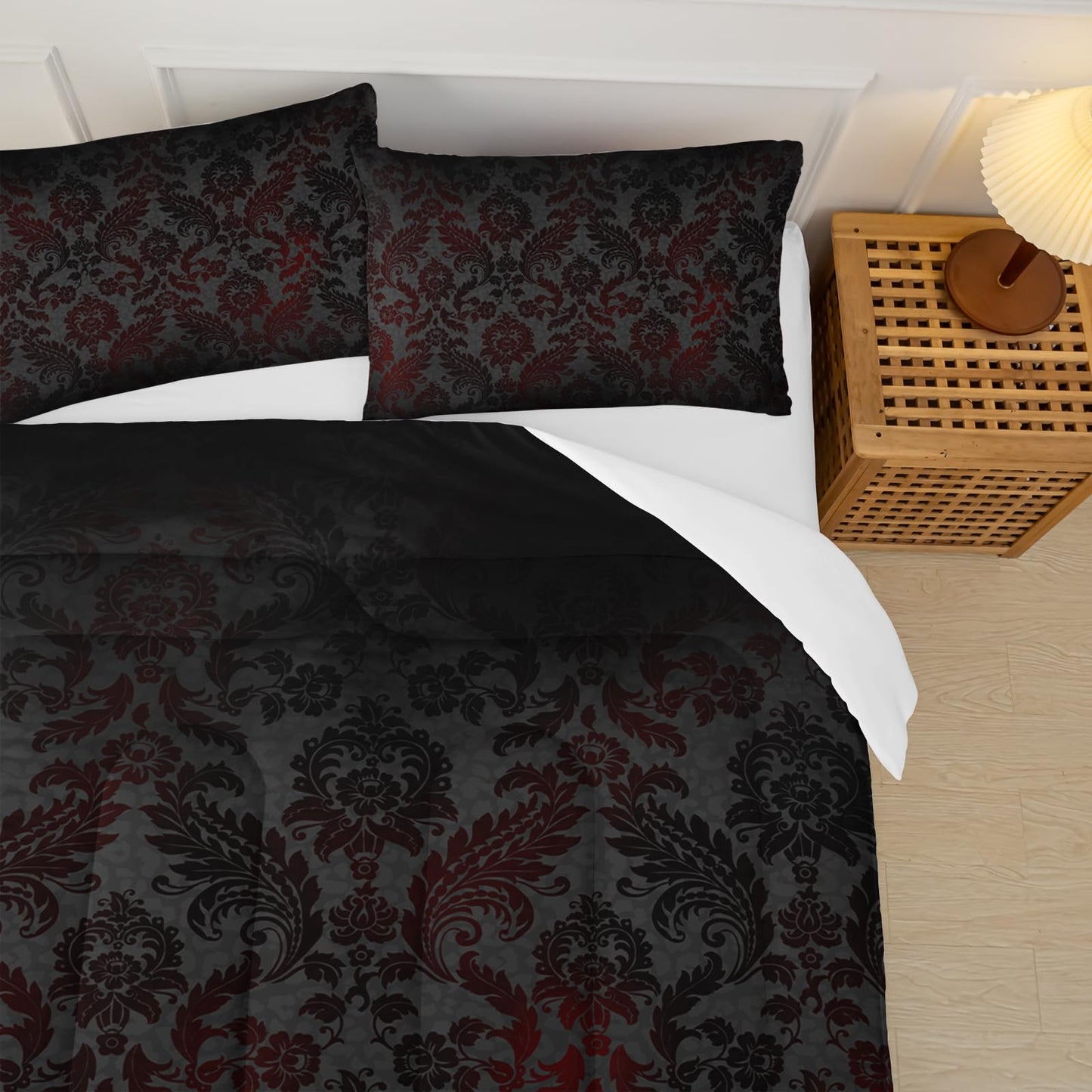 lneffble Paisley Floral Comforter Twin Size,Gothic Kids Comforter Set,3Pcs Bedding Set Printed Comforter with 2 Pillowcases,Down Alternative,Soft and Lightweight,for All Seasons