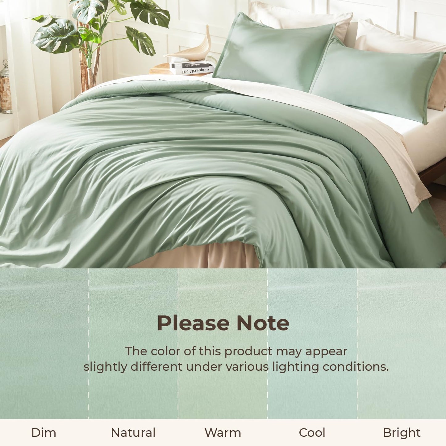 Litanika King Size Comforter Set, 3 Pieces Lightweight Solid Comforter King Size, All Season Fluffy Down Alternative Comforter Bed Set Quilt Blanket, Sage Green, King